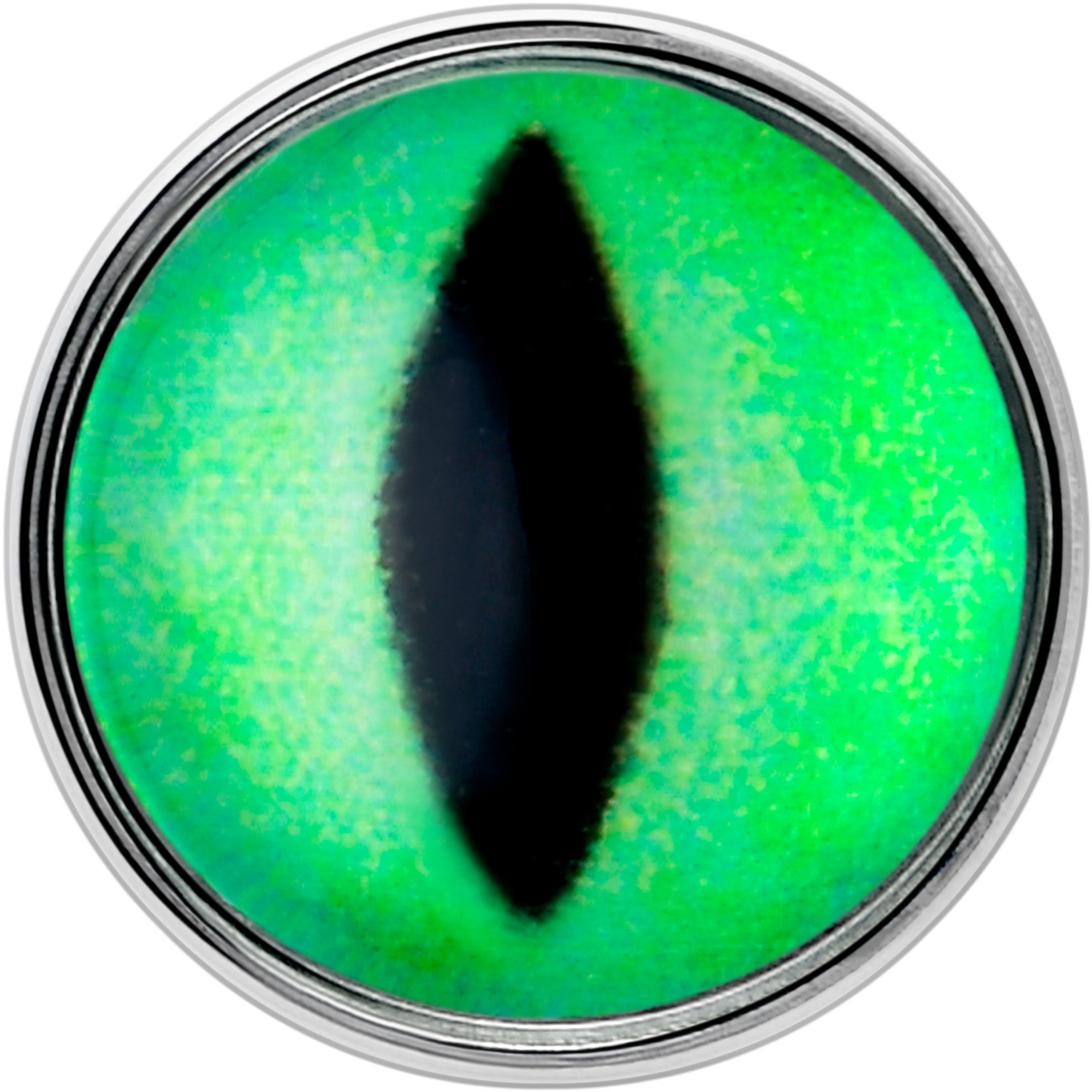 Green eye kitty design tongue piercing barbell