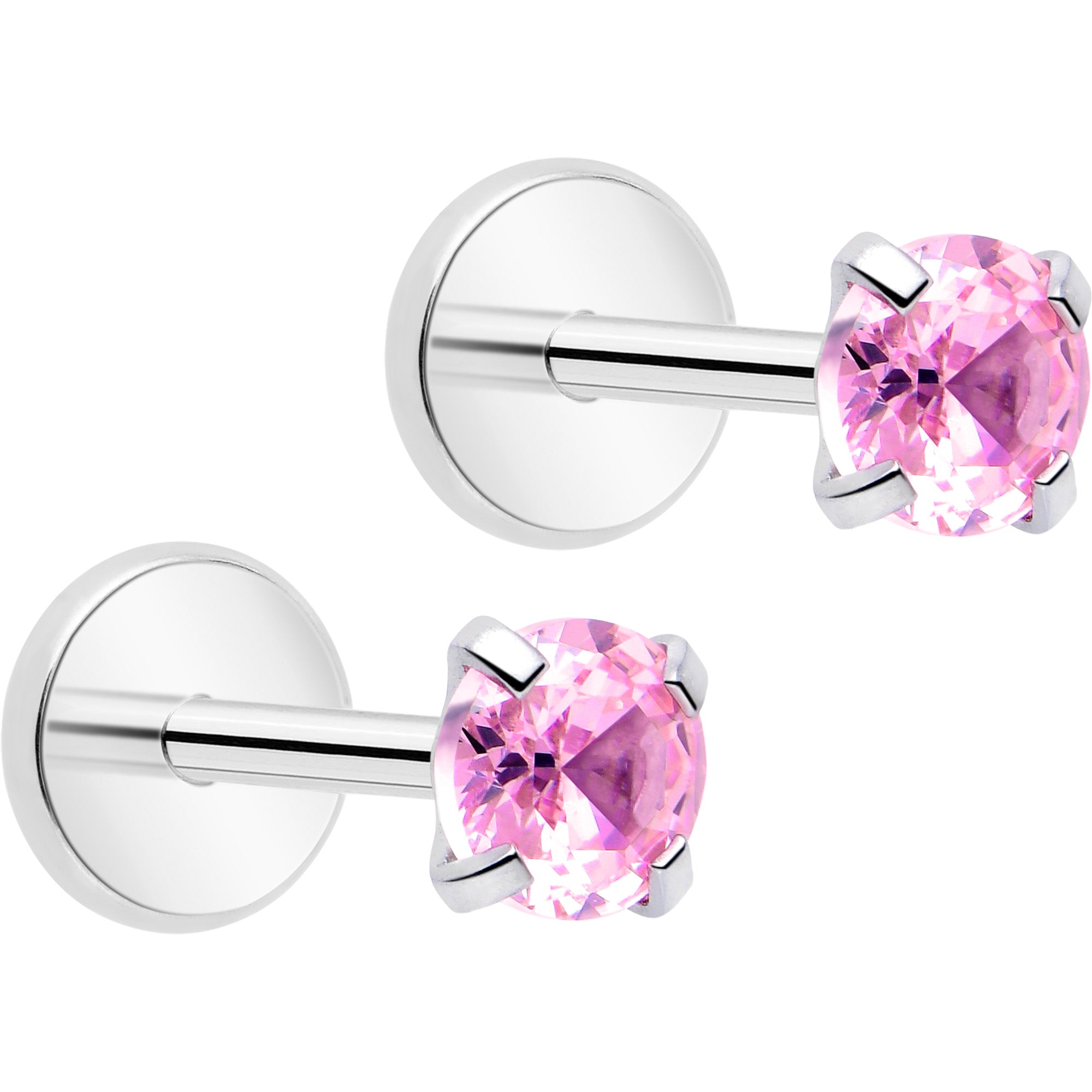 3mm CZ Gem Round Flat Back Stud Earrings - 1 Pair