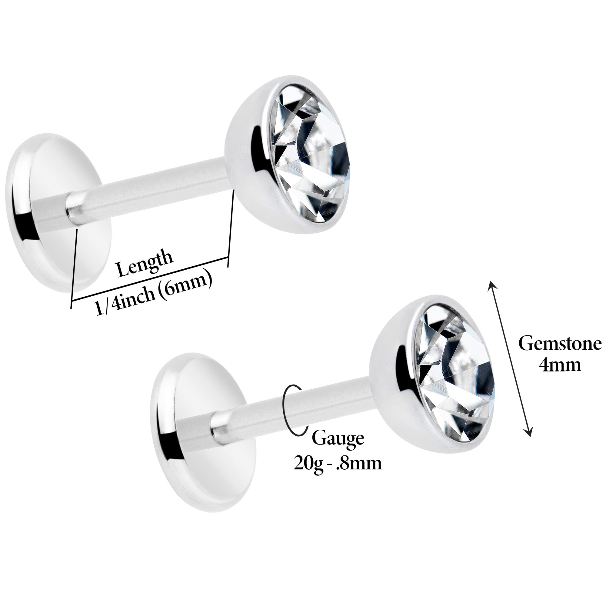 4mm Round CZ Flat Back Stud Earrings Set