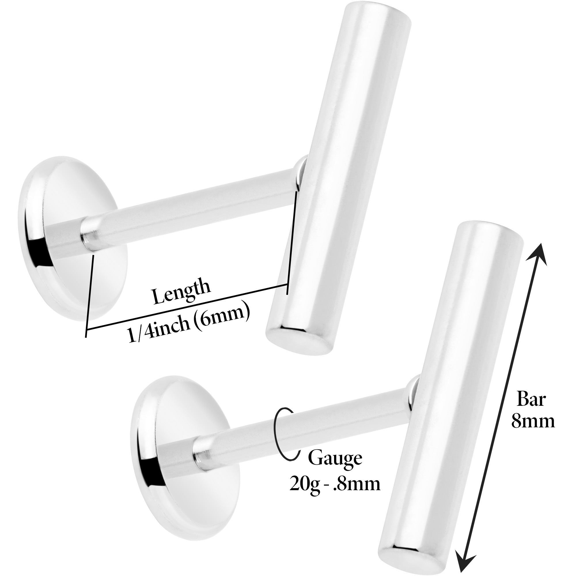 316L Steel Flat Back Stud Earrings for Piercings