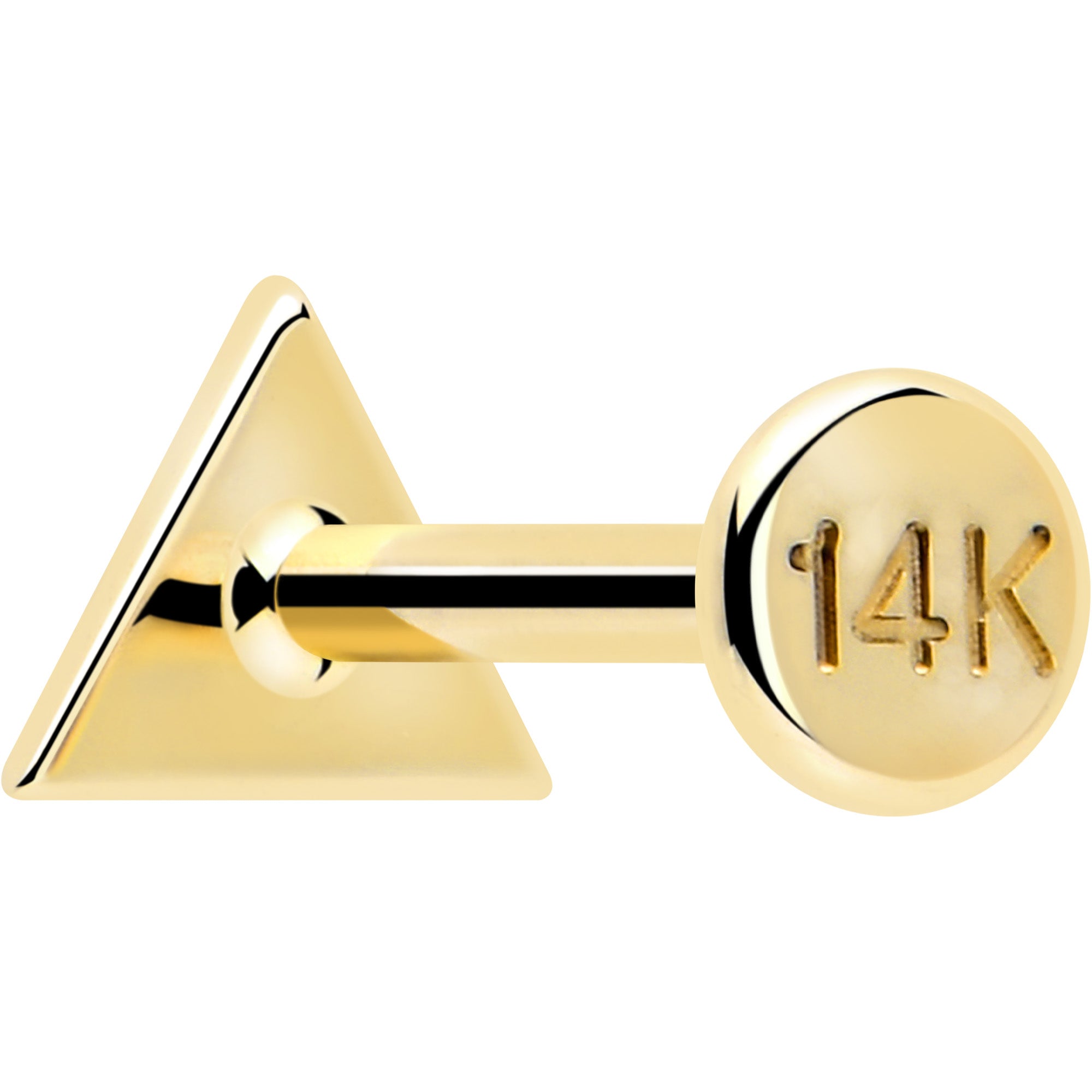 20 gauge 1/4 triangle gold flat back earring 14k