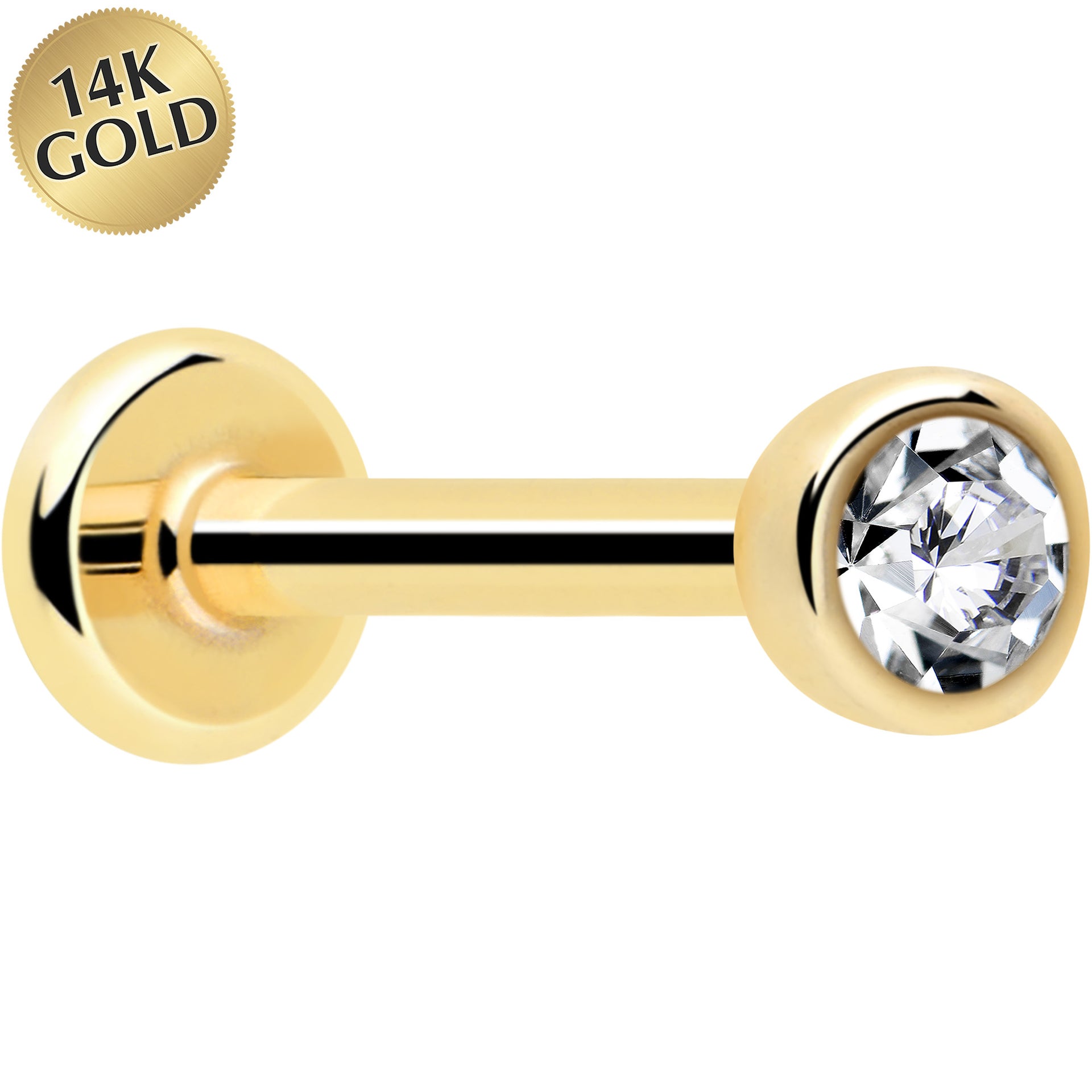 14k solid yellow gold flat back earring 20 gauge