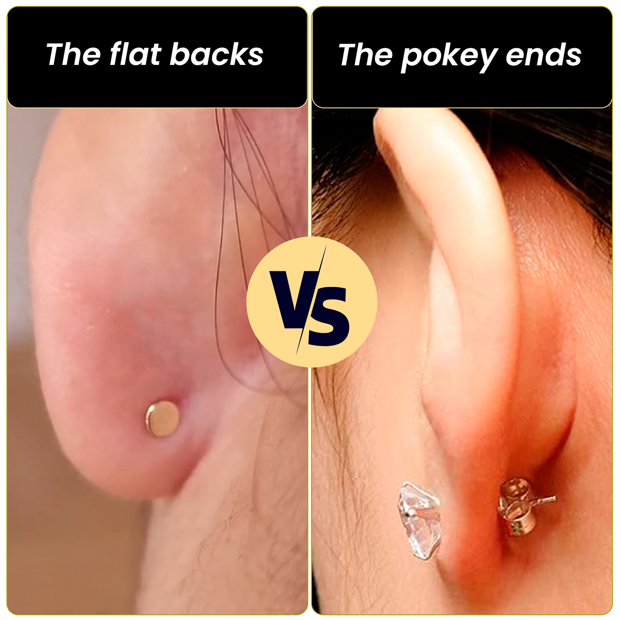 20G Clear Gem Gold Tone Ball Chain Dangle Flatback Earring Set of 6