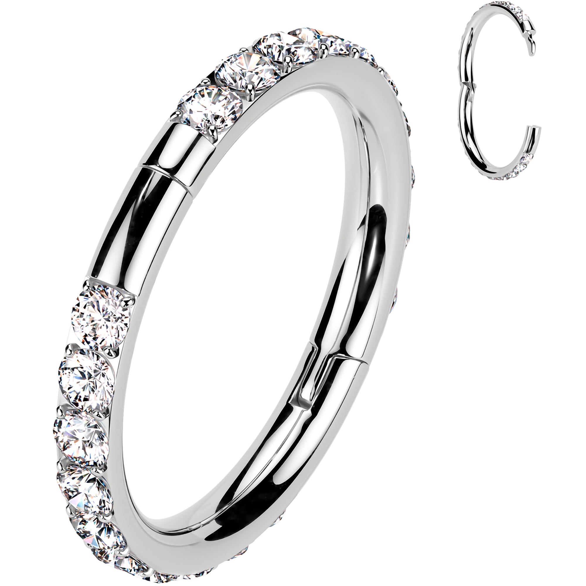 Implant Grade Titanium Forward CZ Double Sided Hoop Segment Ring