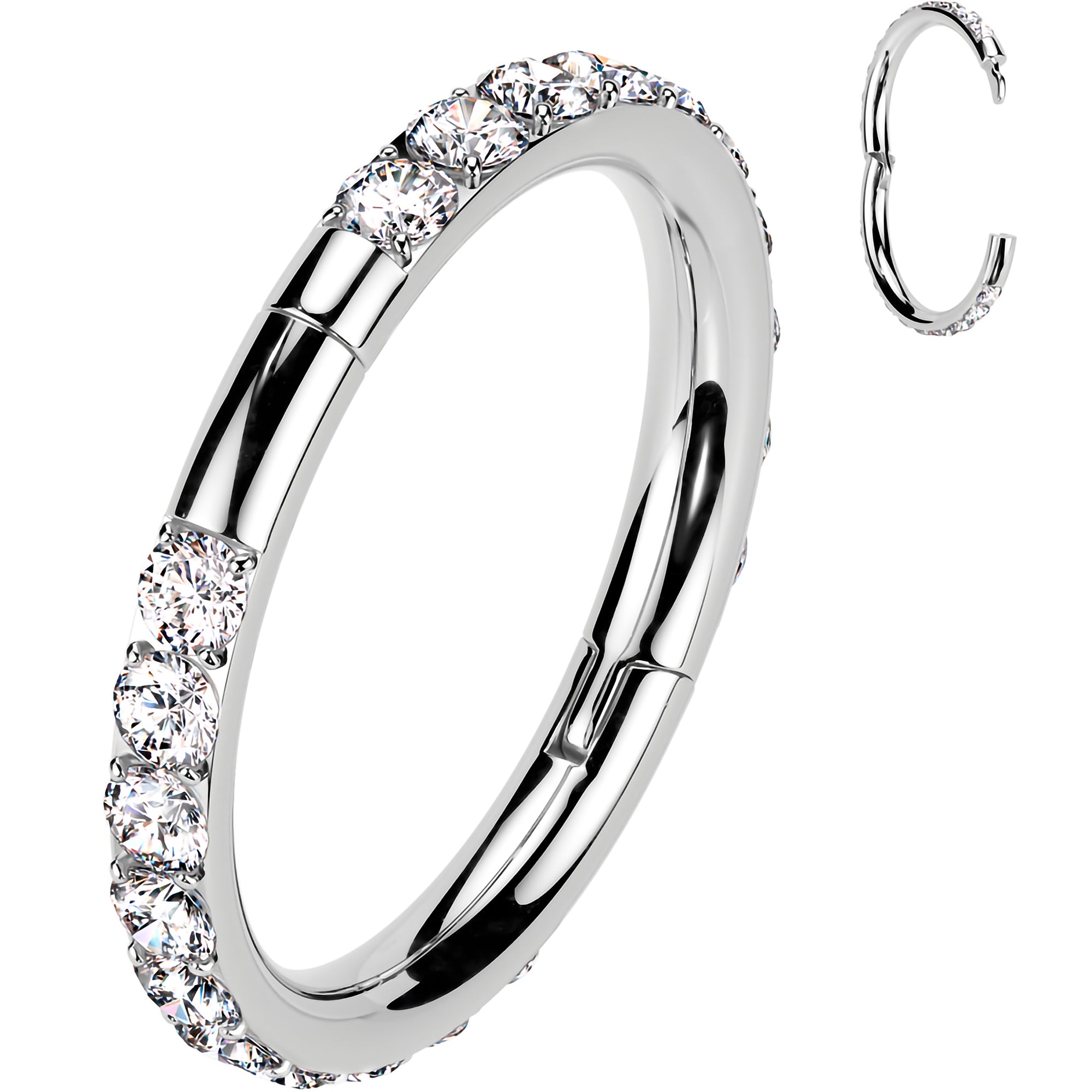 Implant Grade Titanium Forward CZ Double Sided Hoop Segment Ring