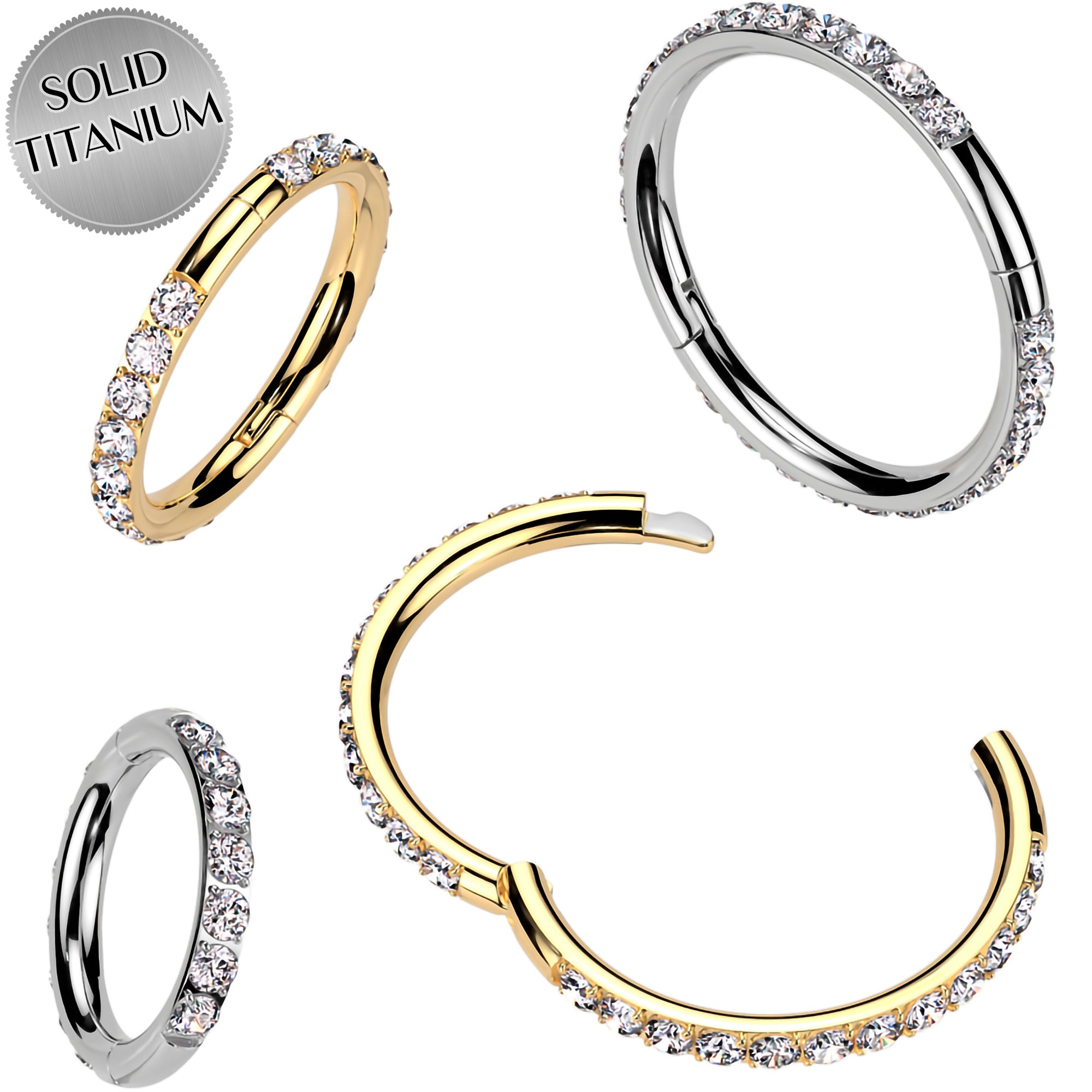 18 Gauge 3/8 Implant Grade Titanium Gold Tone Hoop Segment Ring