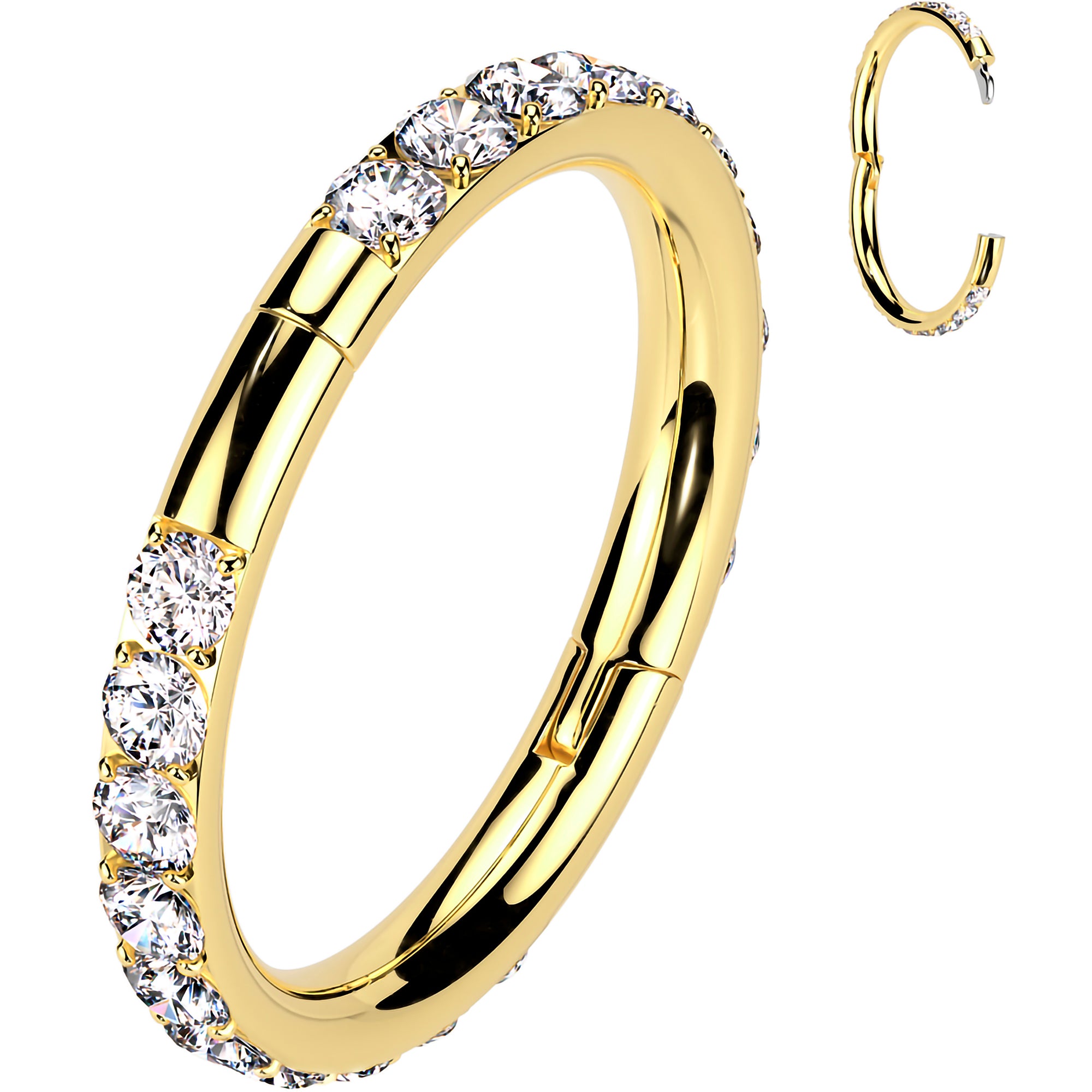 Implant Grade Titanium Forward CZ Double Sided Hoop Segment Ring