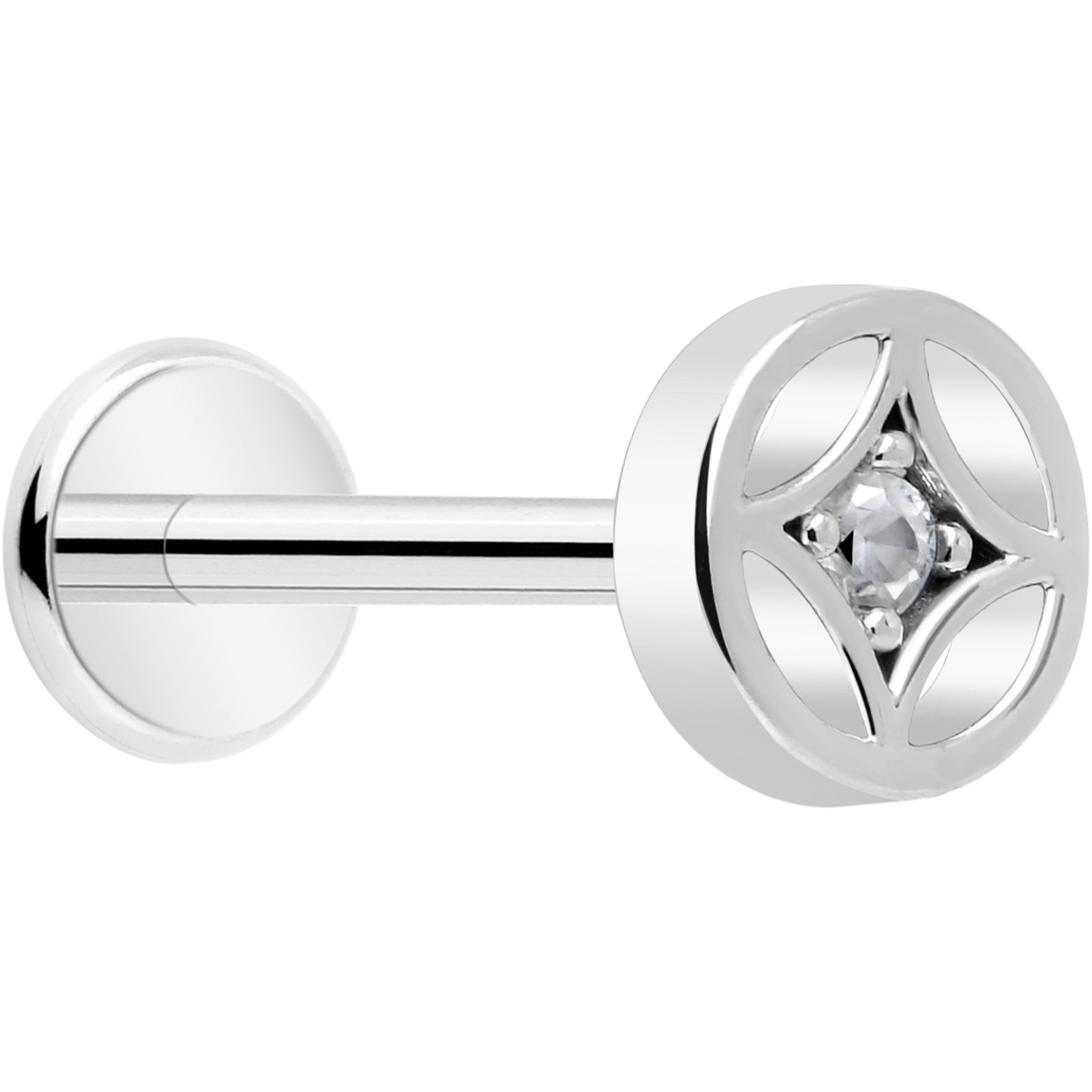 18G 5/16 CZ Gem Star Threadless Push In Labret Monroe Tragus