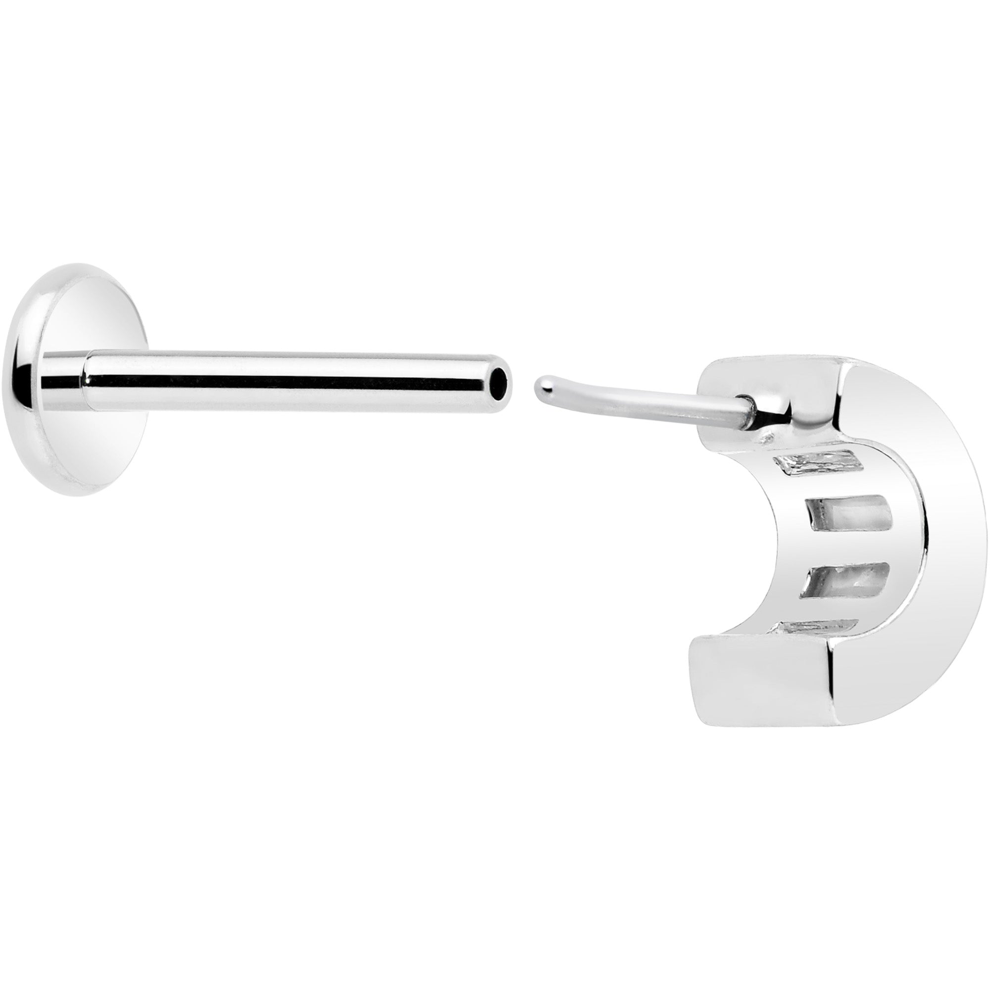 CZ Gem 18 Gauge Horseshoe Push In Labret