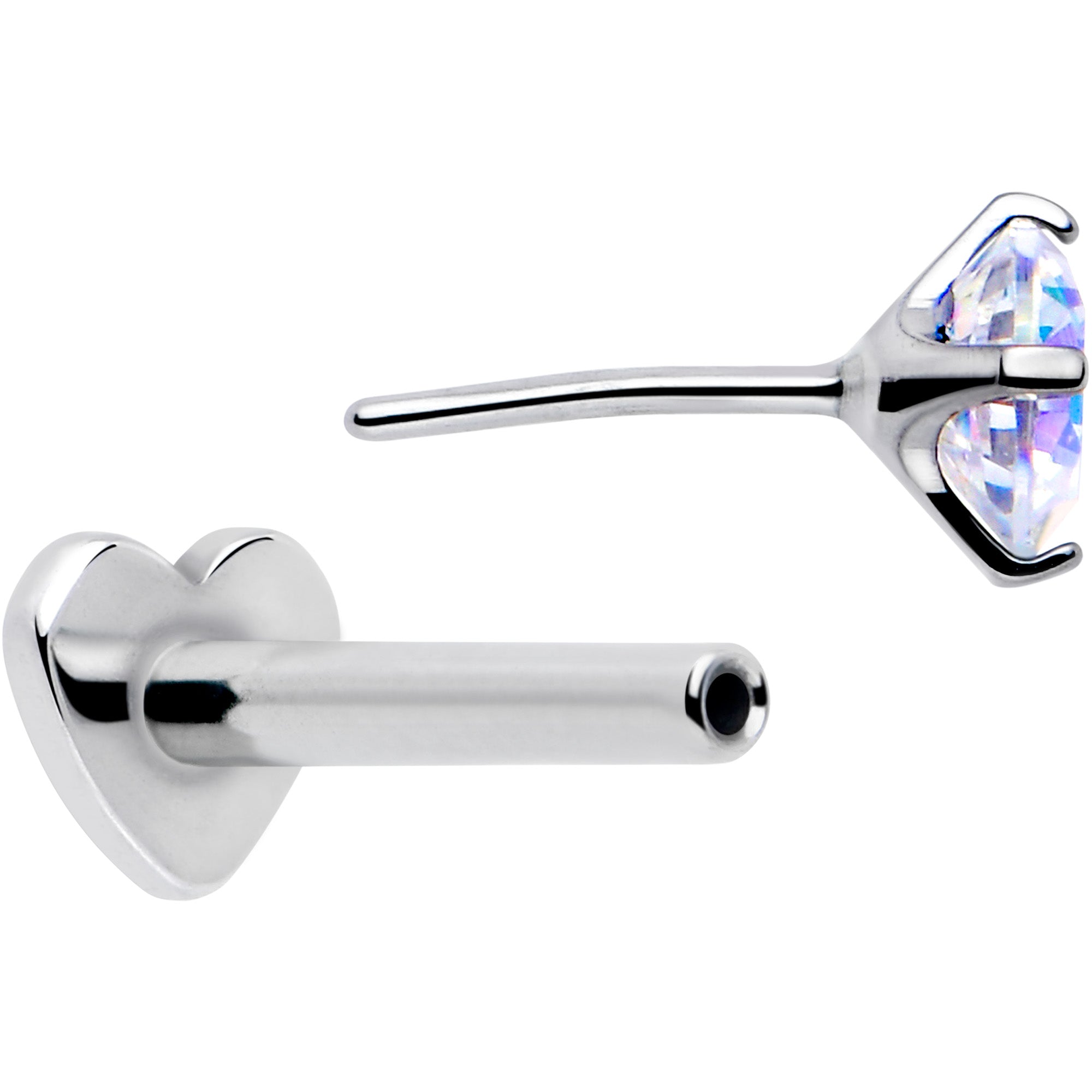 Reversible Heart Titanium Flatback Stud 16 Gauge