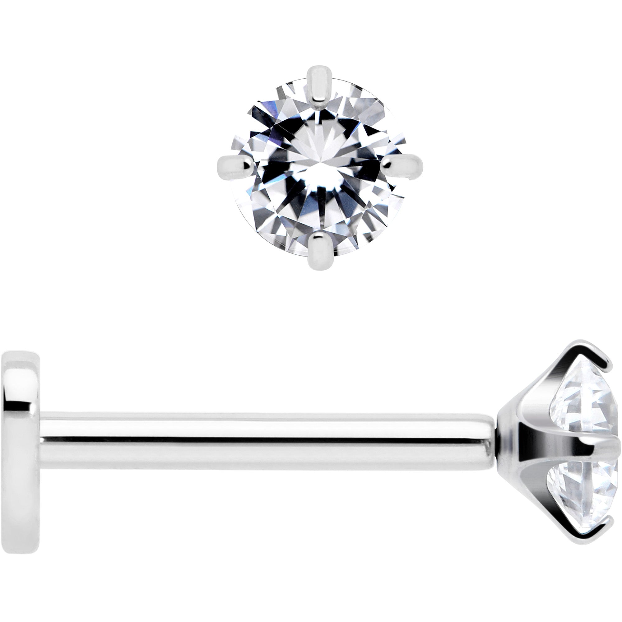 18 Gauge Vitrail CZ Implant Grade Titanium Reversible Threadless Flatback