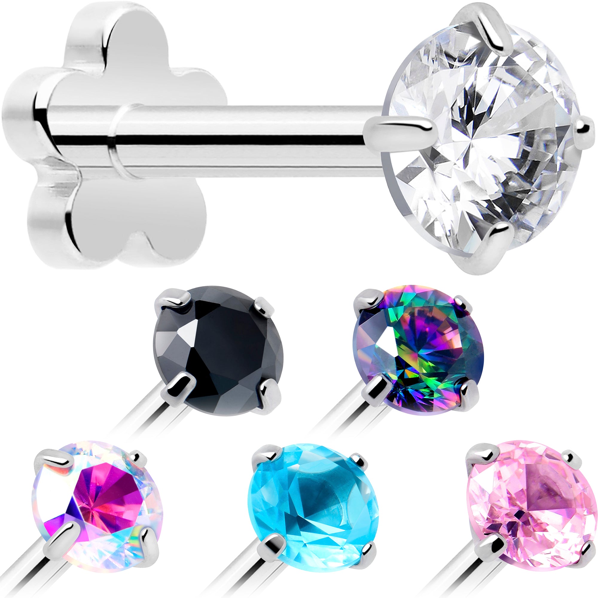 18 Gauge 5/16 Aurora CZ Titanium Reversible Flatback