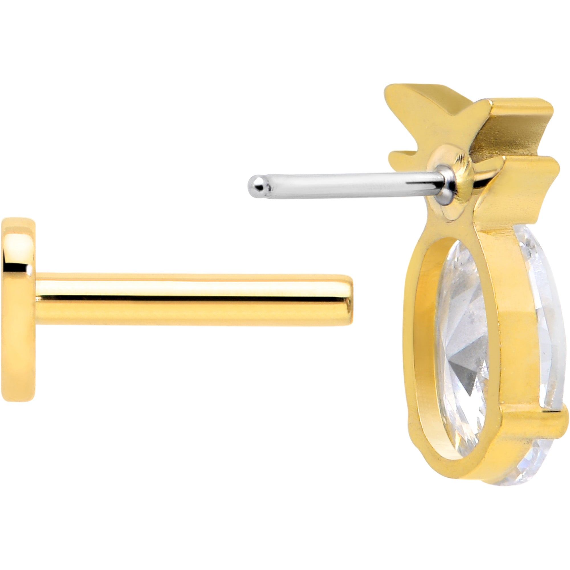 pineapple cartilage earring gold plated titanium