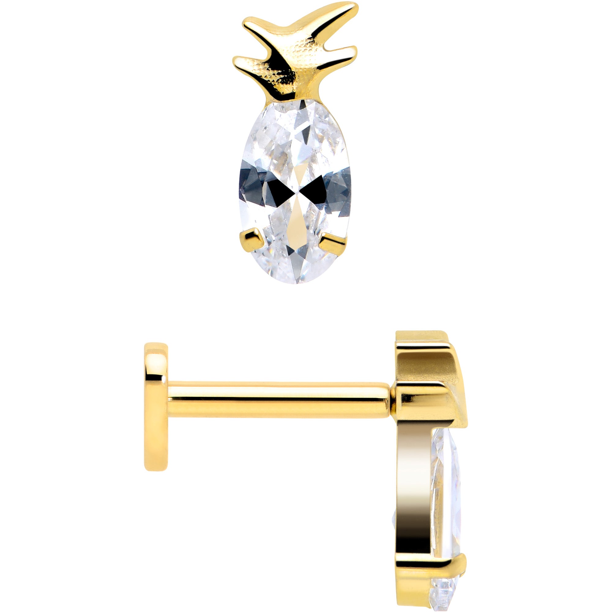 gold plated reversible heart flat back stud