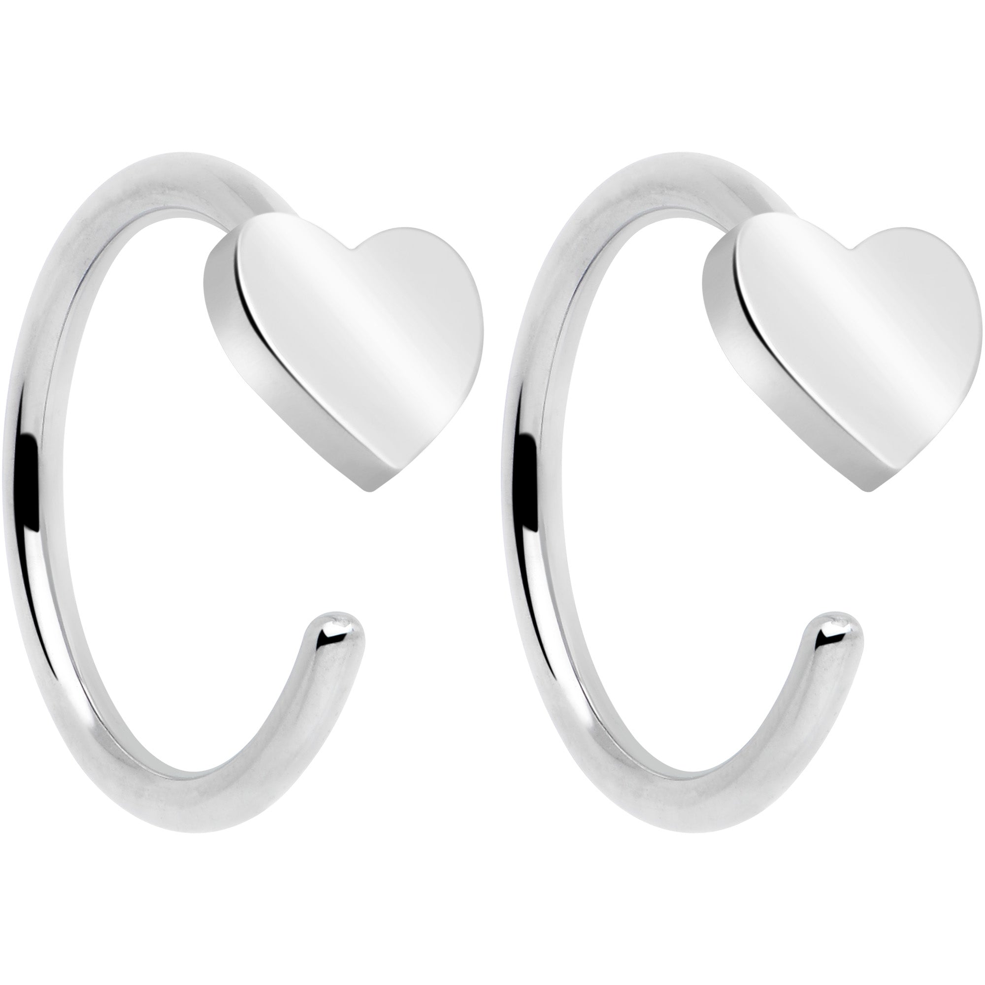 20 gauge titanium heart hoop earrings