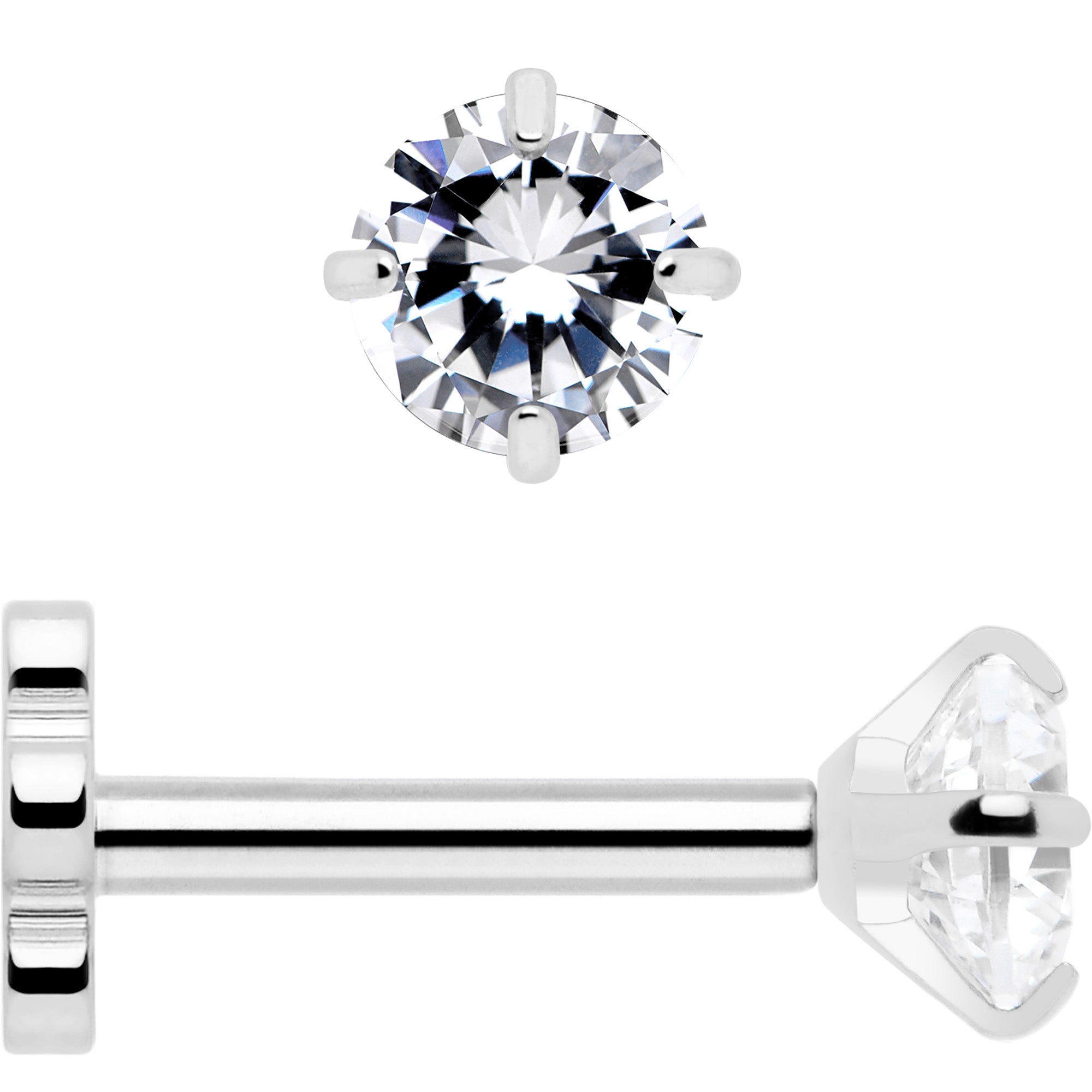 implant titanium clear gem flower stud for helix tragus conch piercing