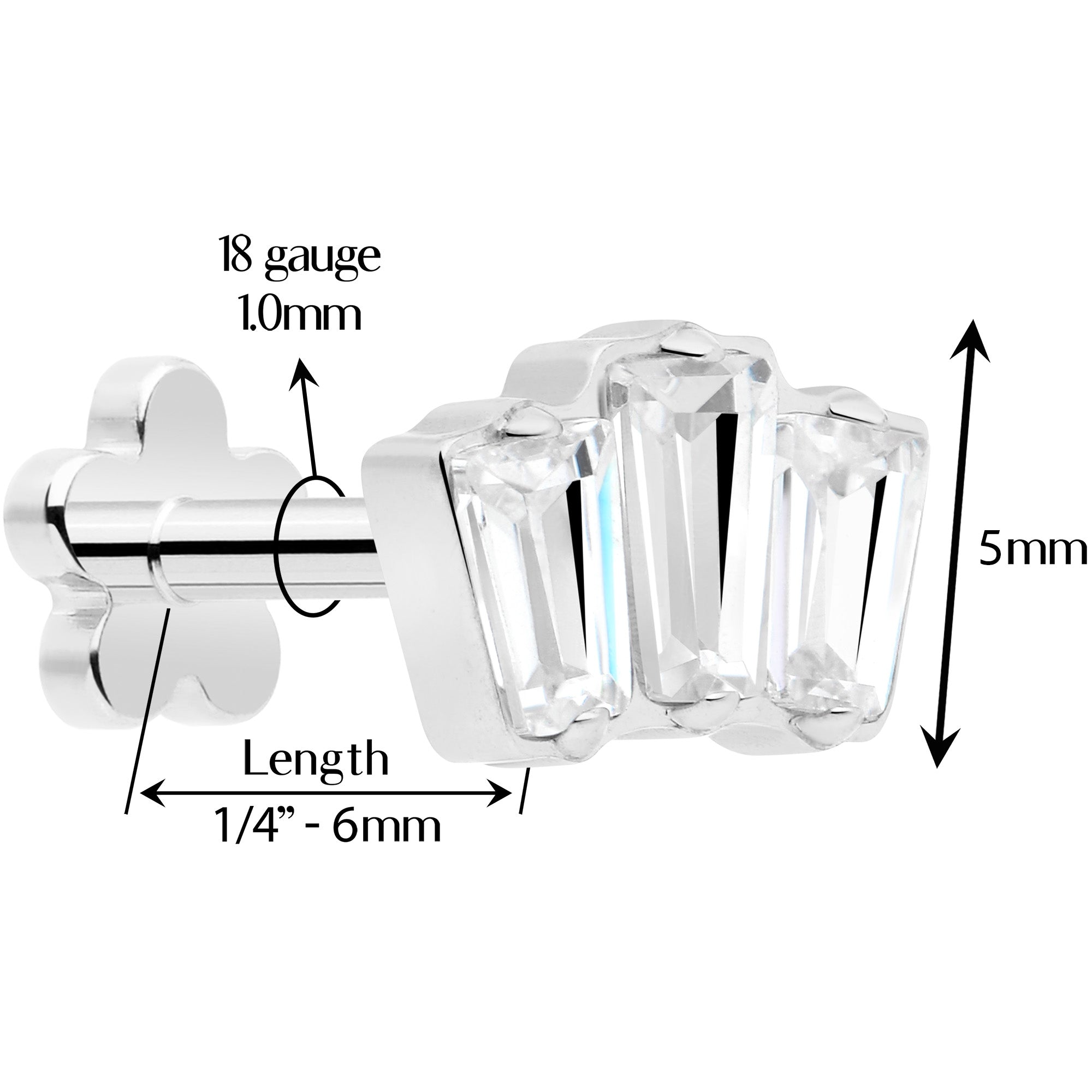 Reversible flat back implant grade titanium earring