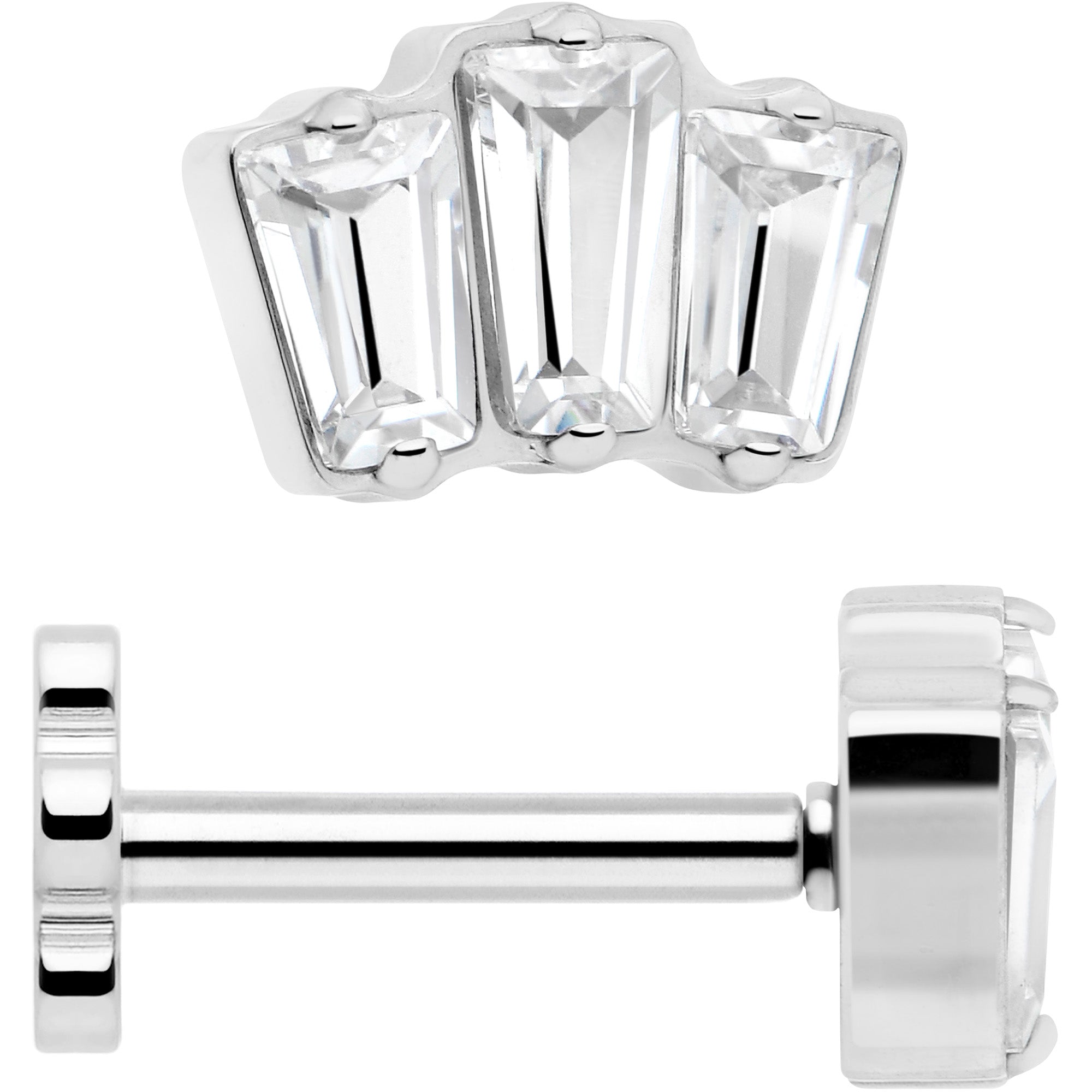 Titanium threadless flat back flower earring for sensitive ears