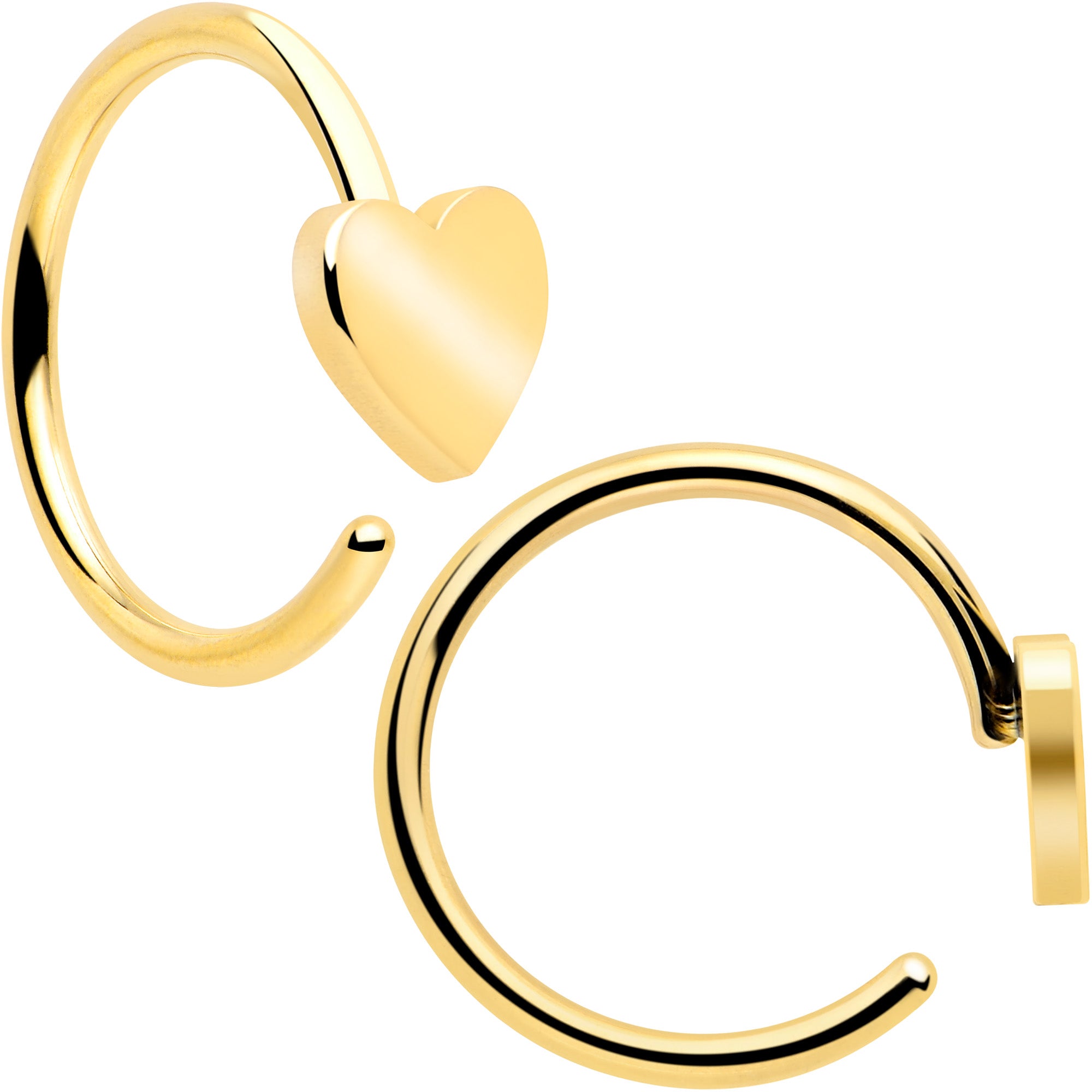 gold tone heart shaped hoop earrings 20 gauge