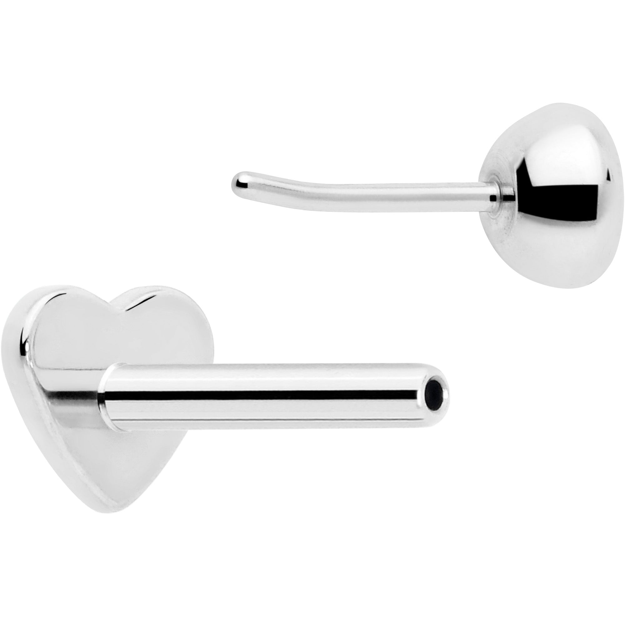 18G clear gem heart cartilage earring implant grade titanium flat back