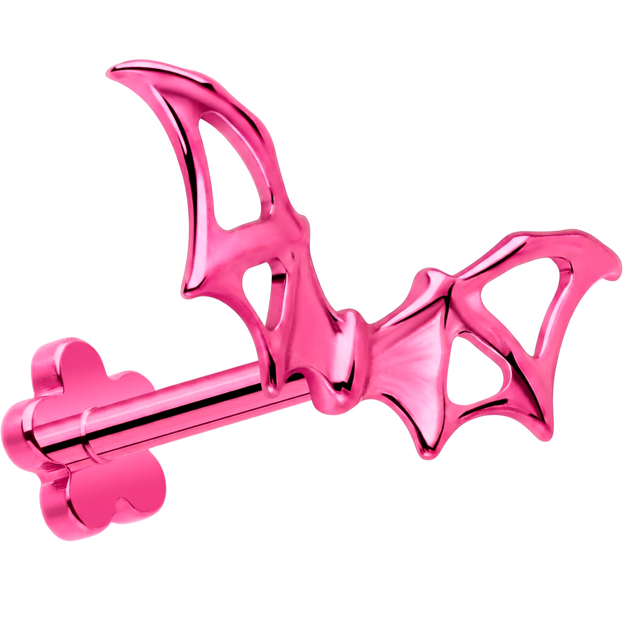 18G Soaring Bat Implant Titanium Reversible Threadless Flower Flat Back Earring