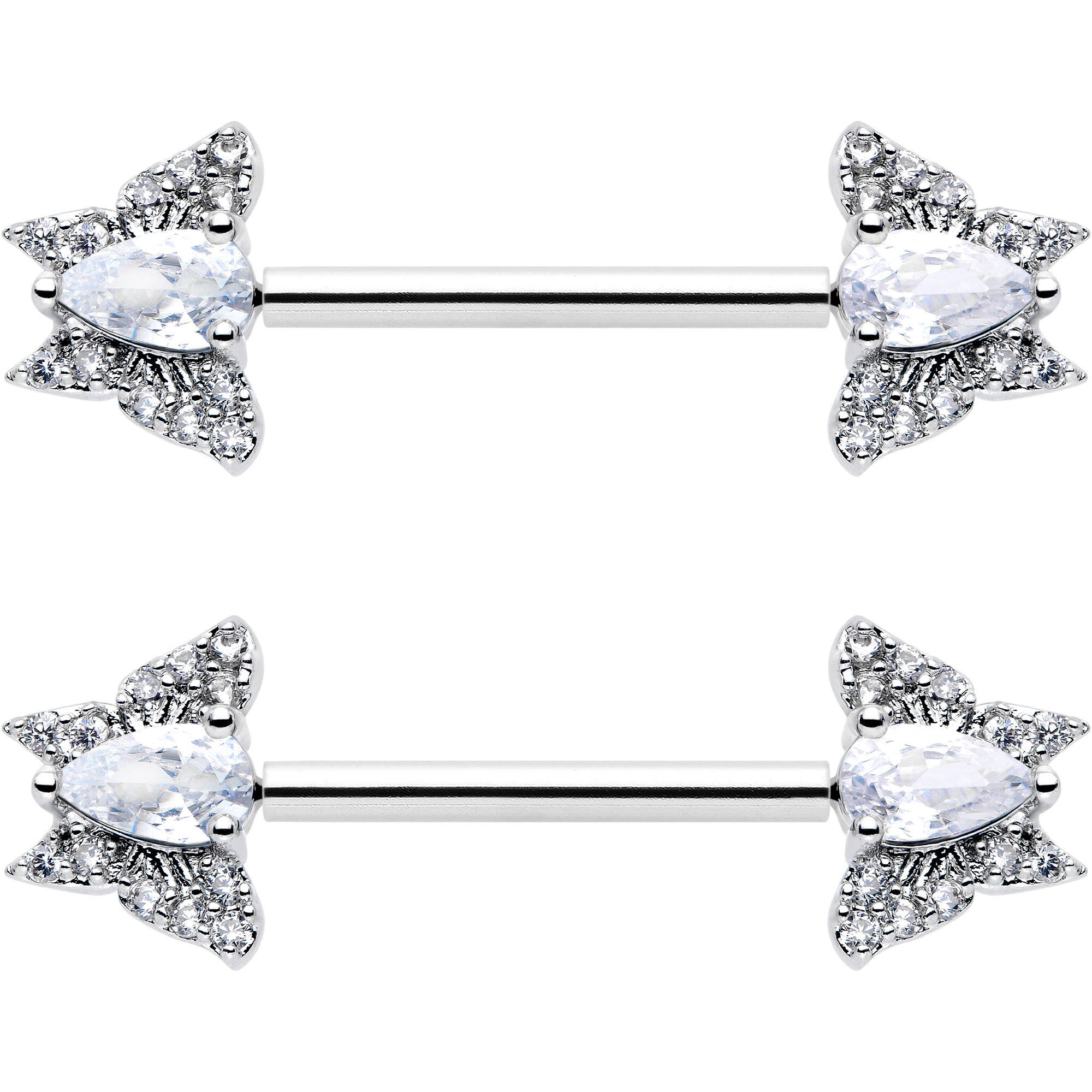 Butterfly Nipple Rings 14 Gauge with CZ