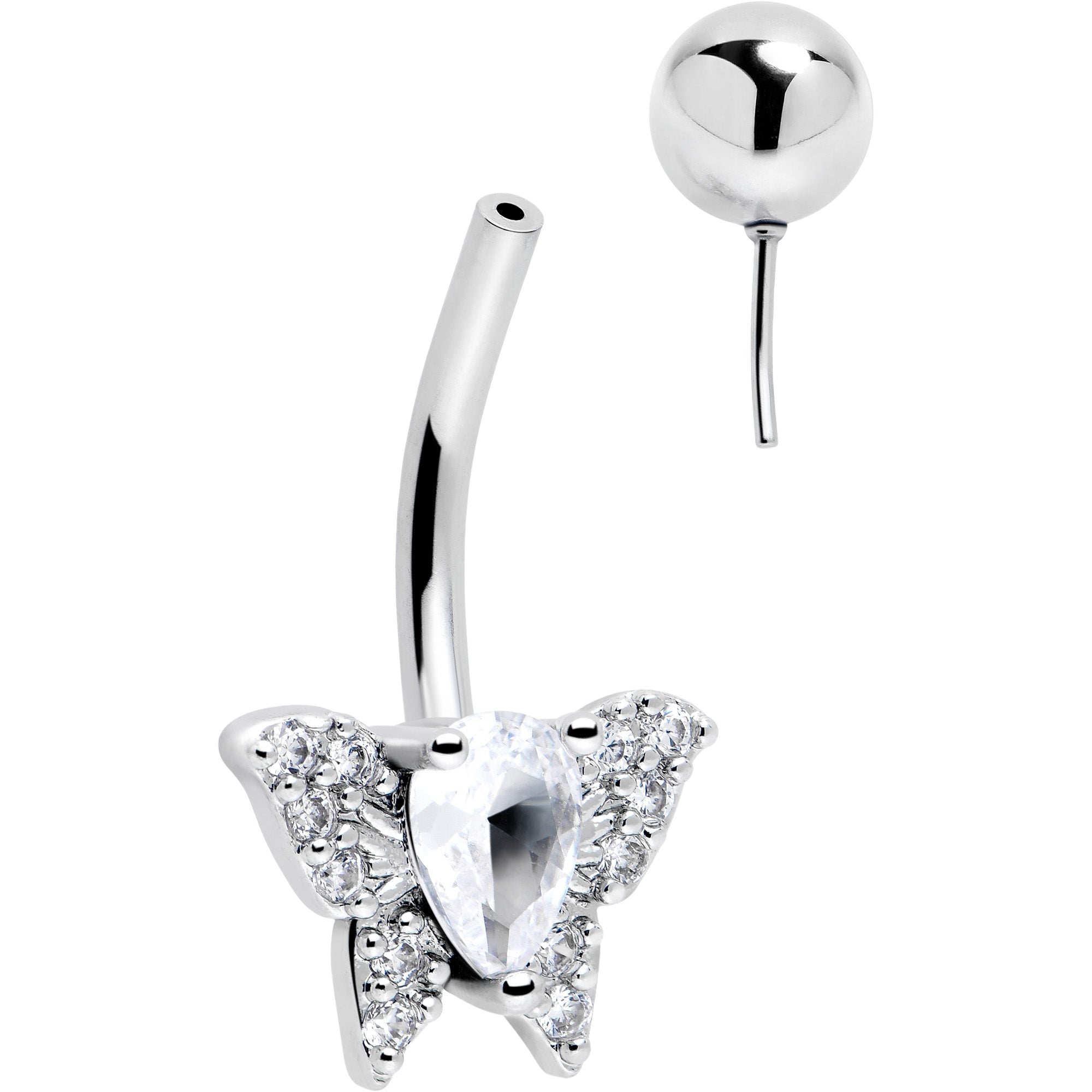 CZ Butterfly Belly Button Ring