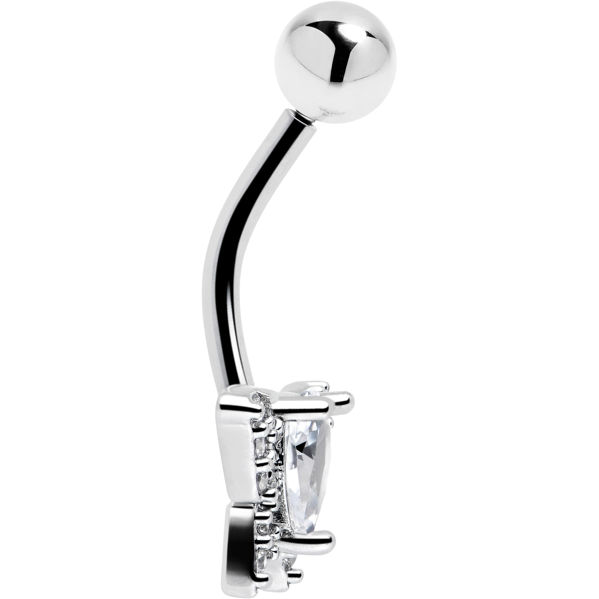 CZ Heart Bow Belly Ring