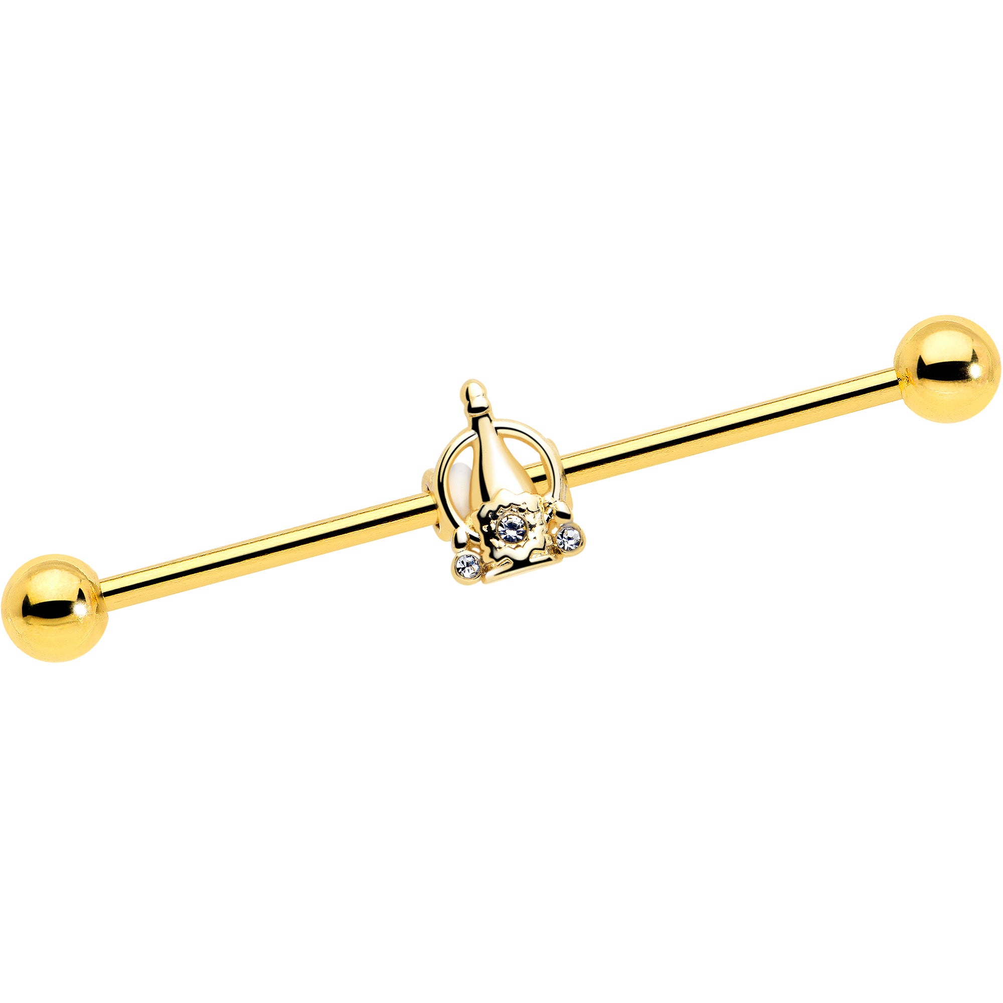 14G Clear Gem Champagne Dreams Industrial Barbell 38mm