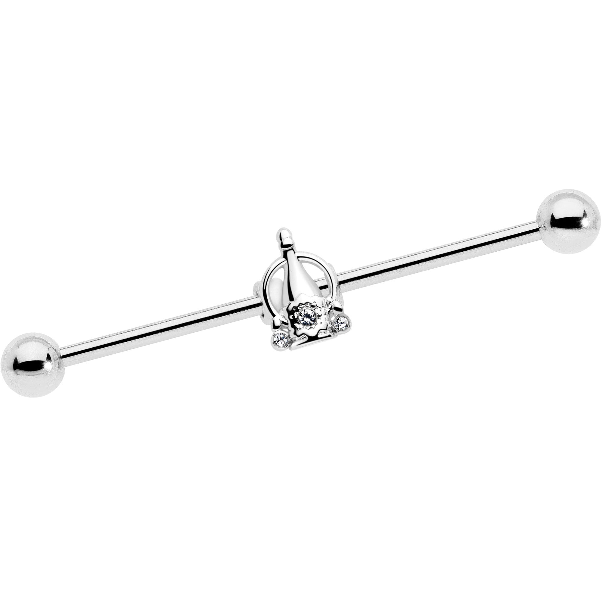 14 Gauge Clear Gem Industrial Barbell