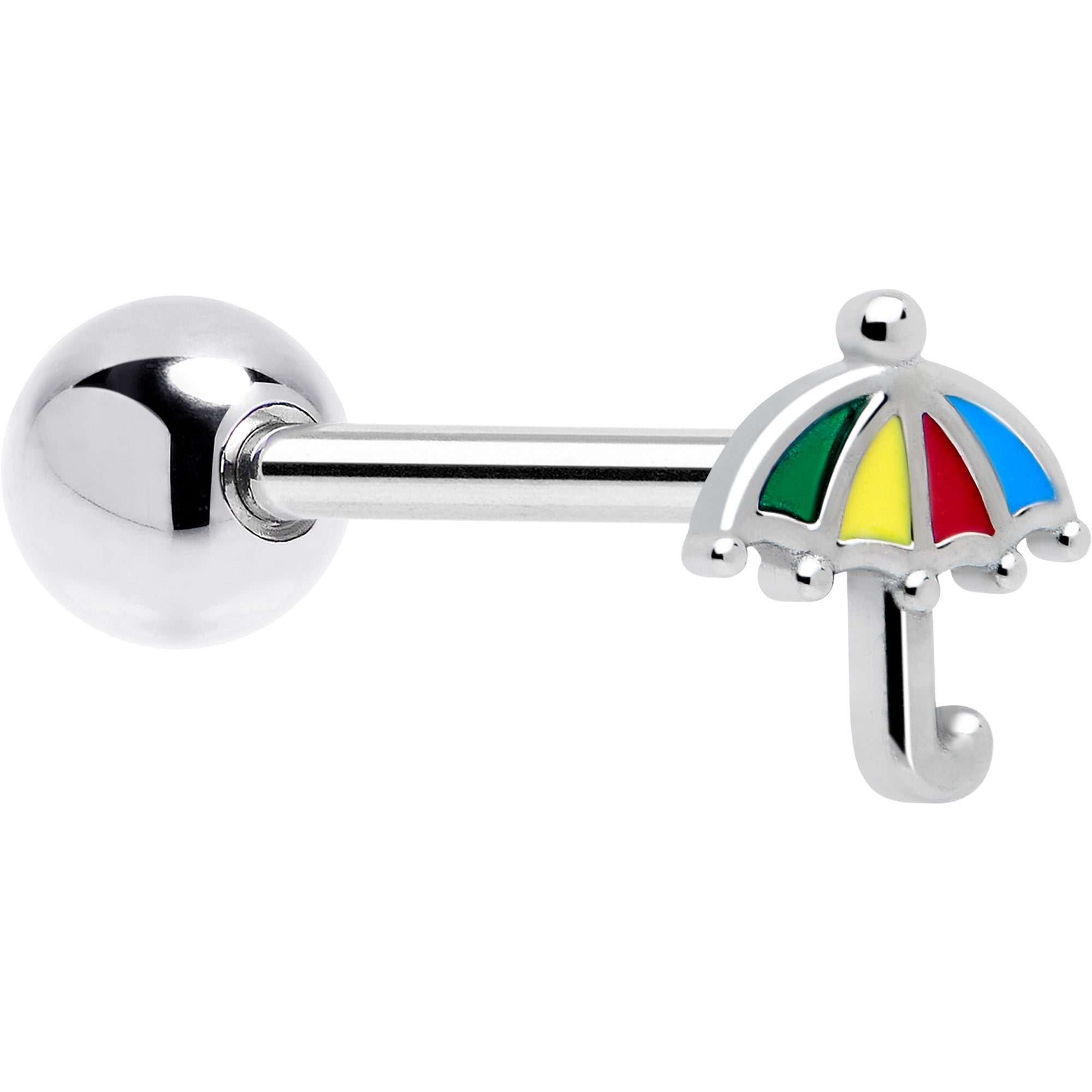 Colorful umbrella barbell tongue jewelry