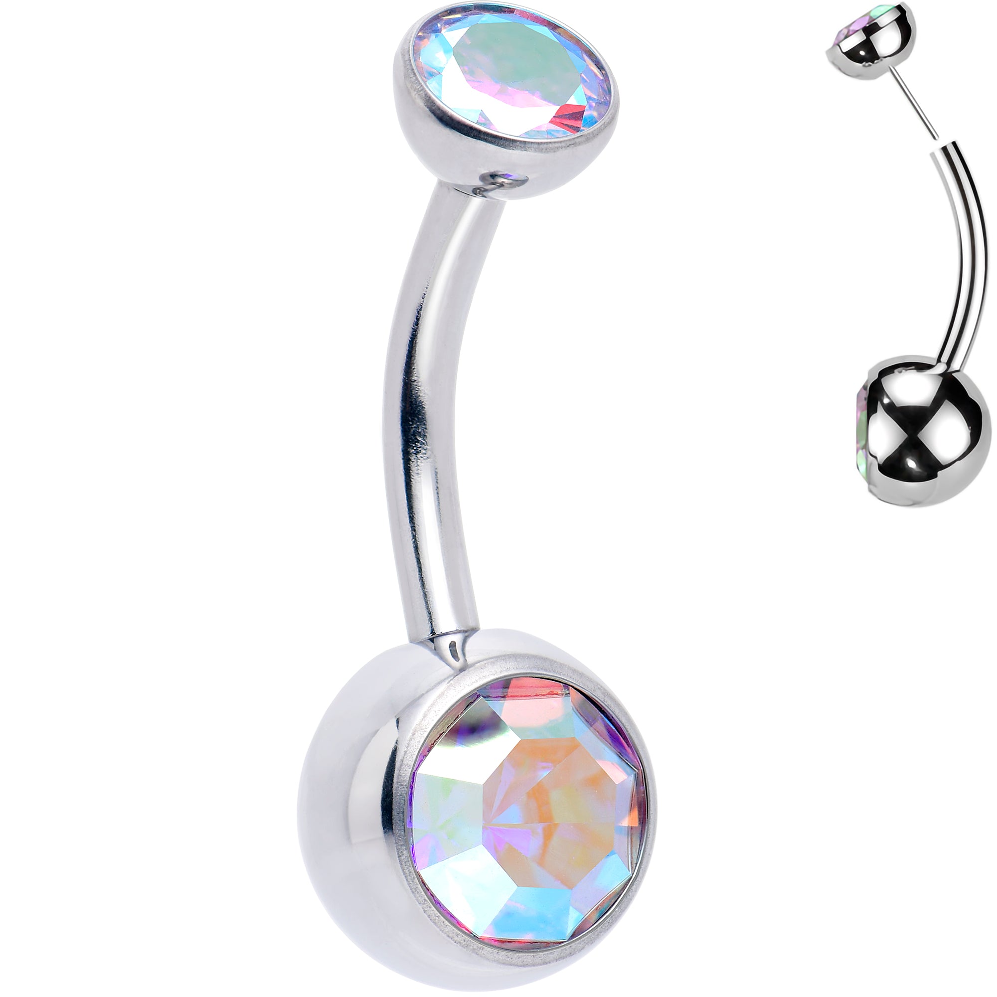 Threadless Double CZ Belly Ring