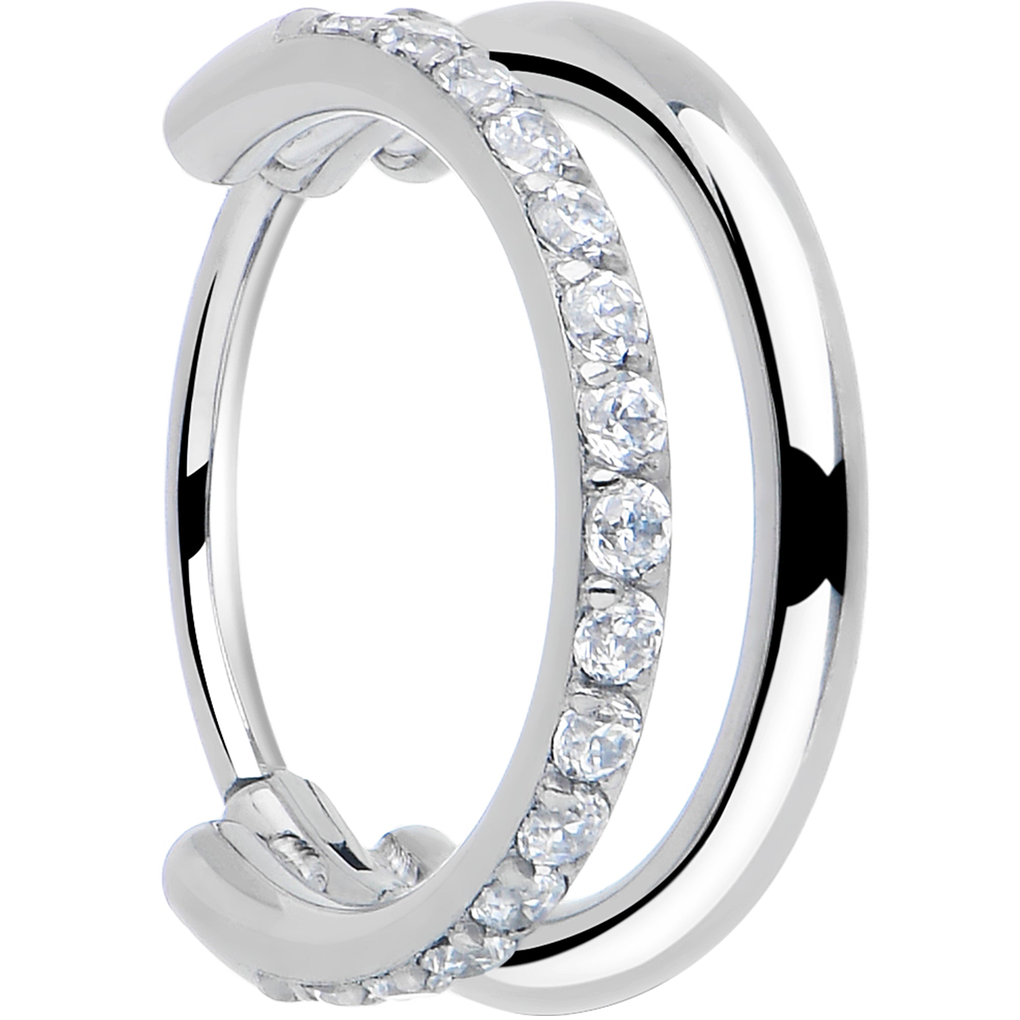 Single Row Micro Gem Implant Grade Titanium Hinged Double Hoop Nose Ring