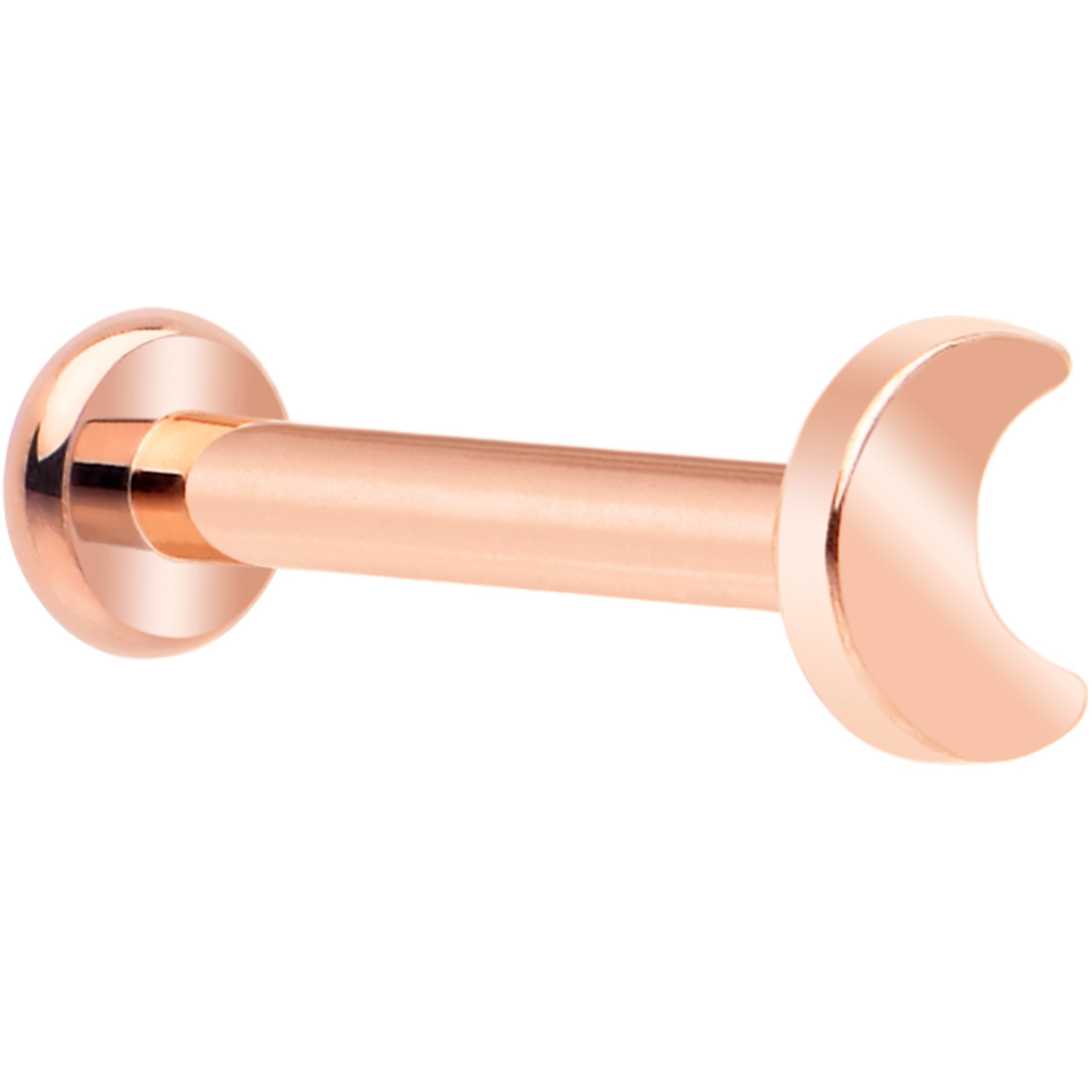 16 Gauge Rose Gold Implant Titanium Labret Crescent Moon