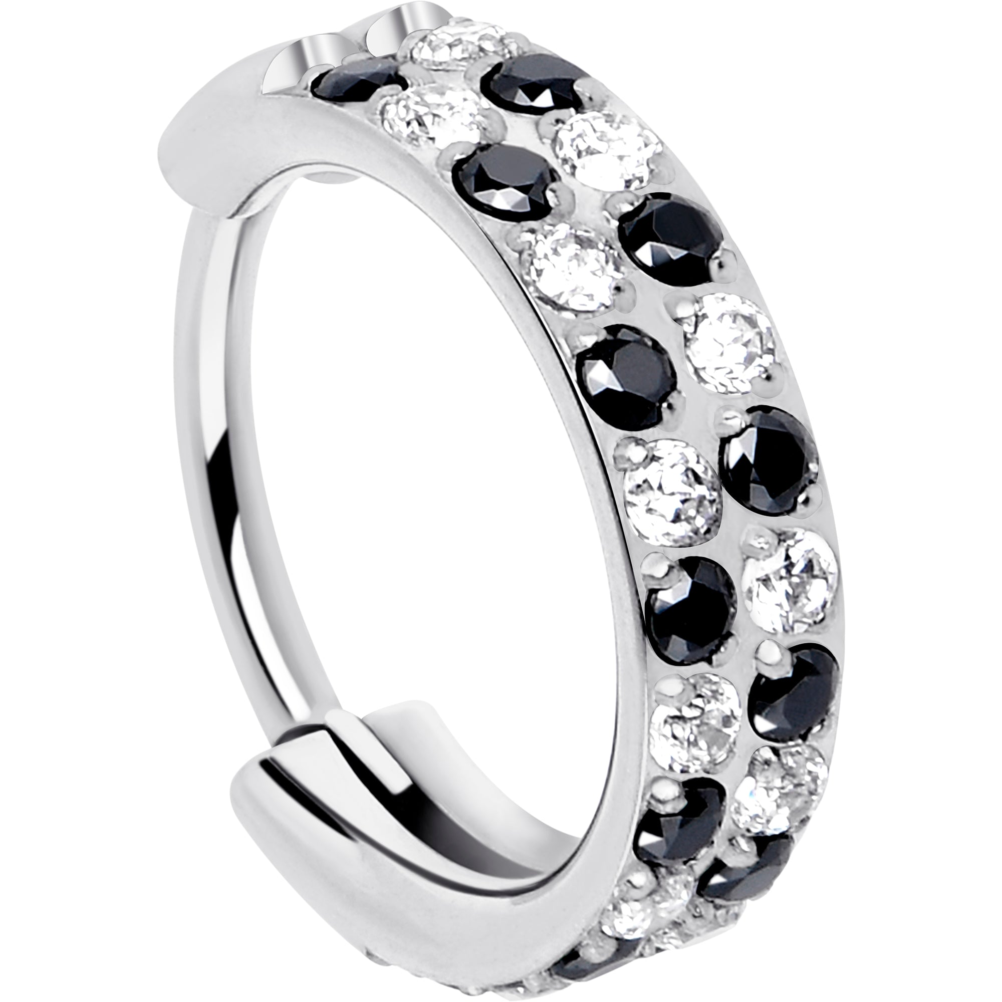 20G CZ Double Row Checkerboard Implant Grade Titanium Nose Hoop