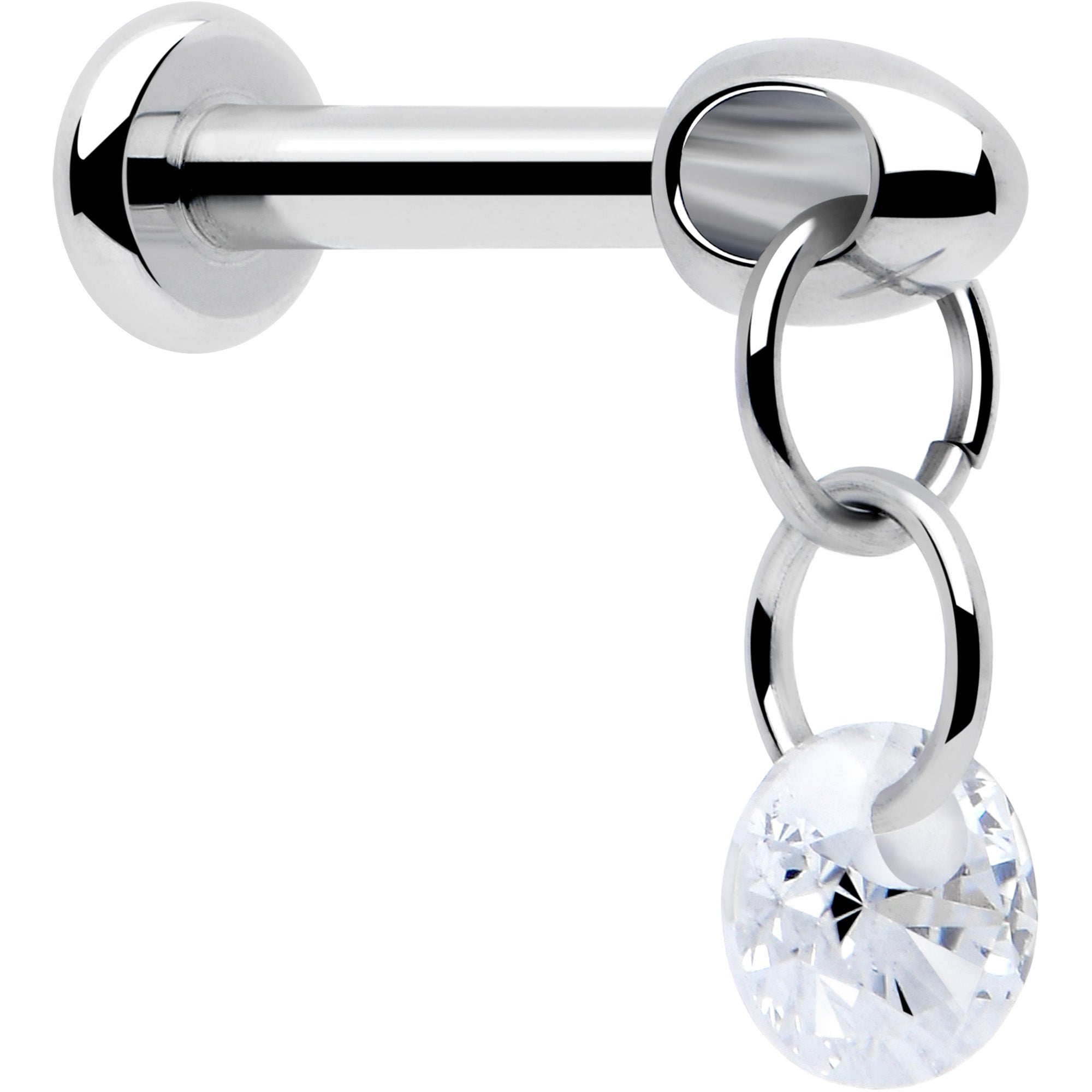 16g clear cz gem dangle labret implant grade titanium