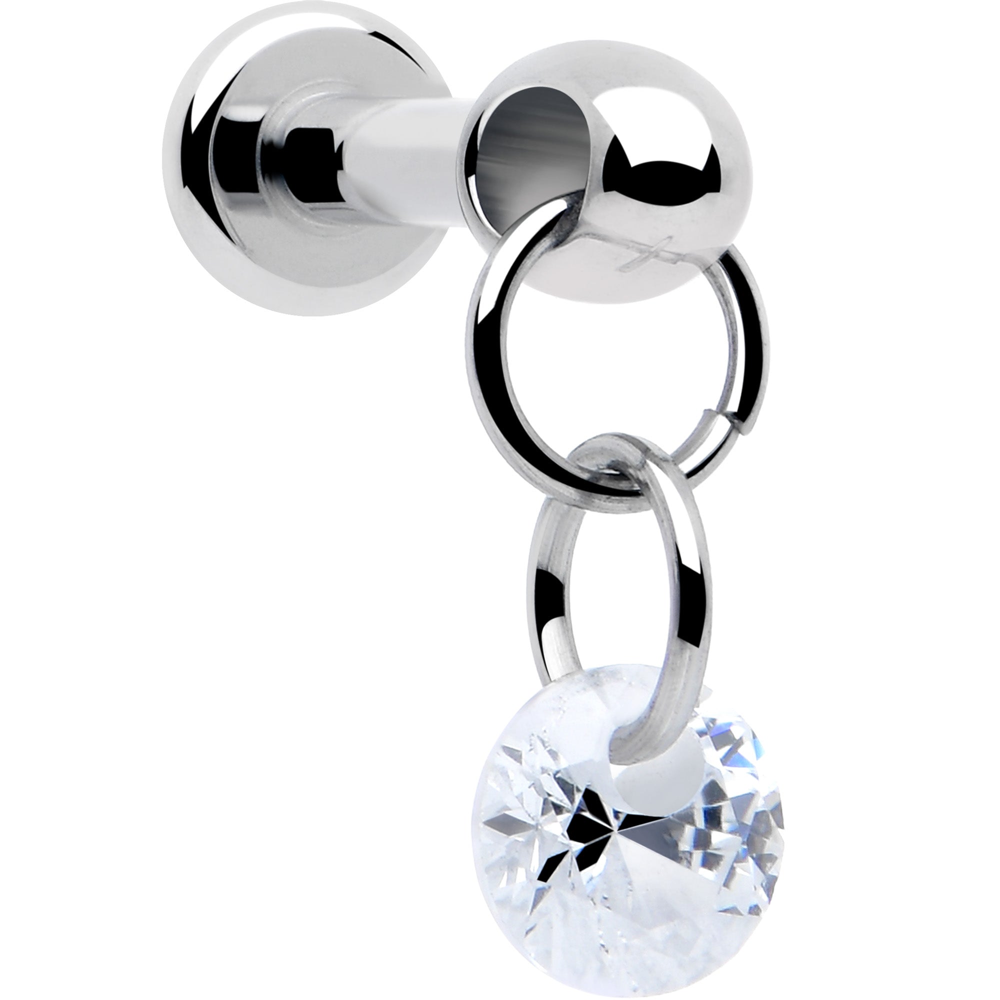 16 gauge 1 4 inch clear cz labret stud