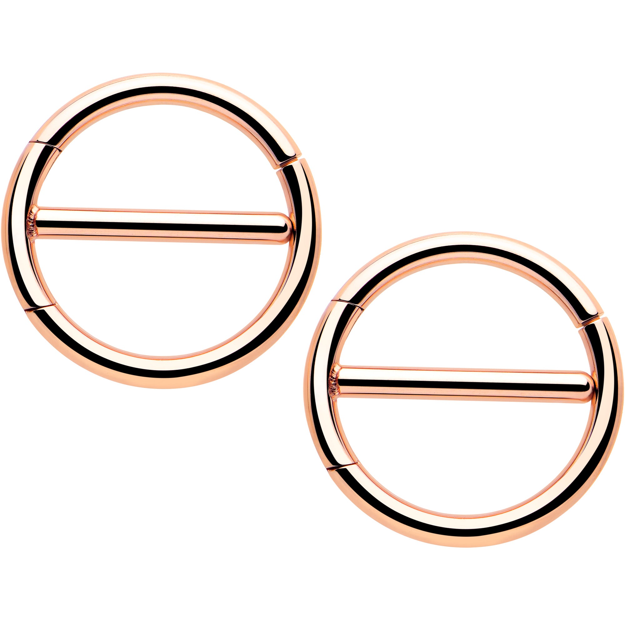 14g rose gold tone dual hinge nipple shield set