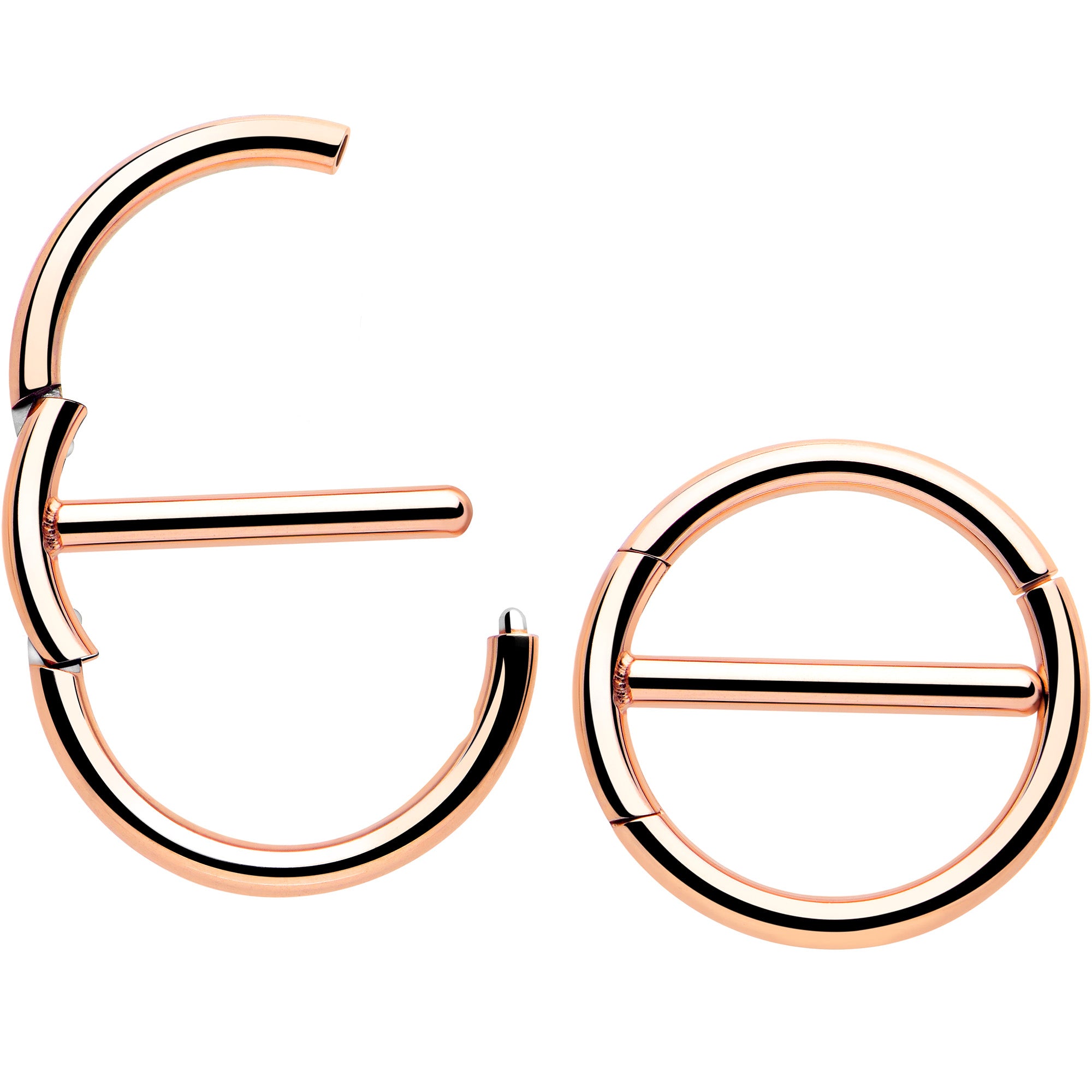hinged rose gold tone nipple shield pair
