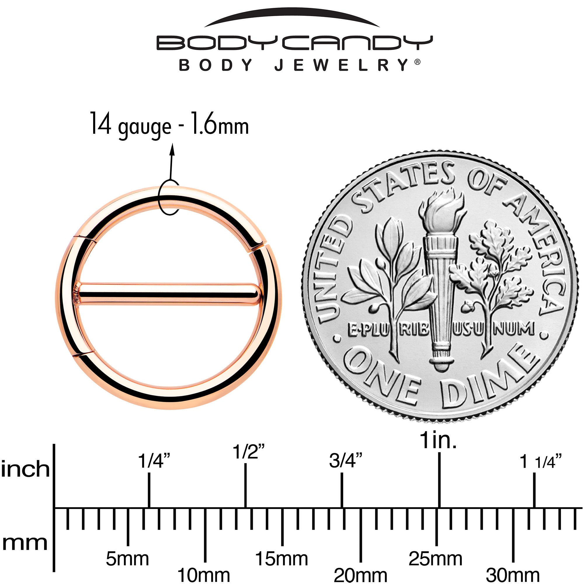 14G 1/2 Rose Gold Tone Dual Hinge Nipple Shield Set