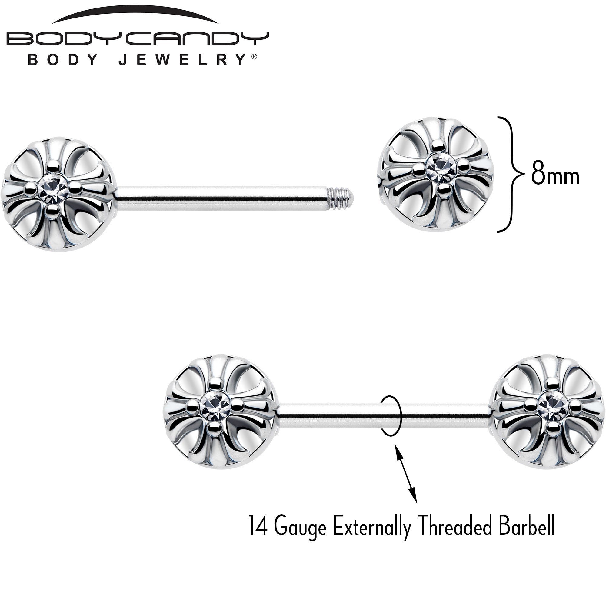 minimalist flower nipple jewelry 14 gauge barbell