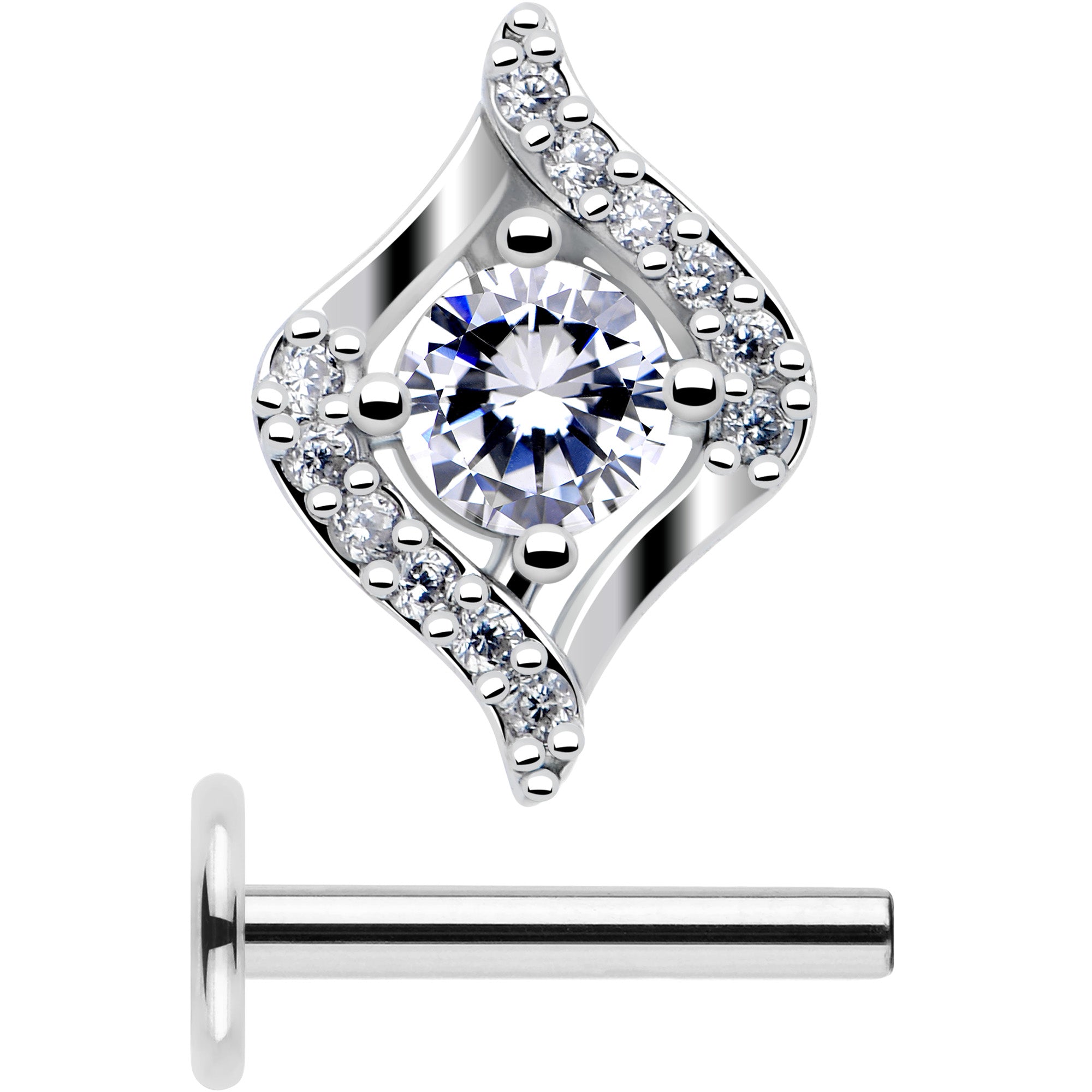 cartilage piercing threadless labret clear cz