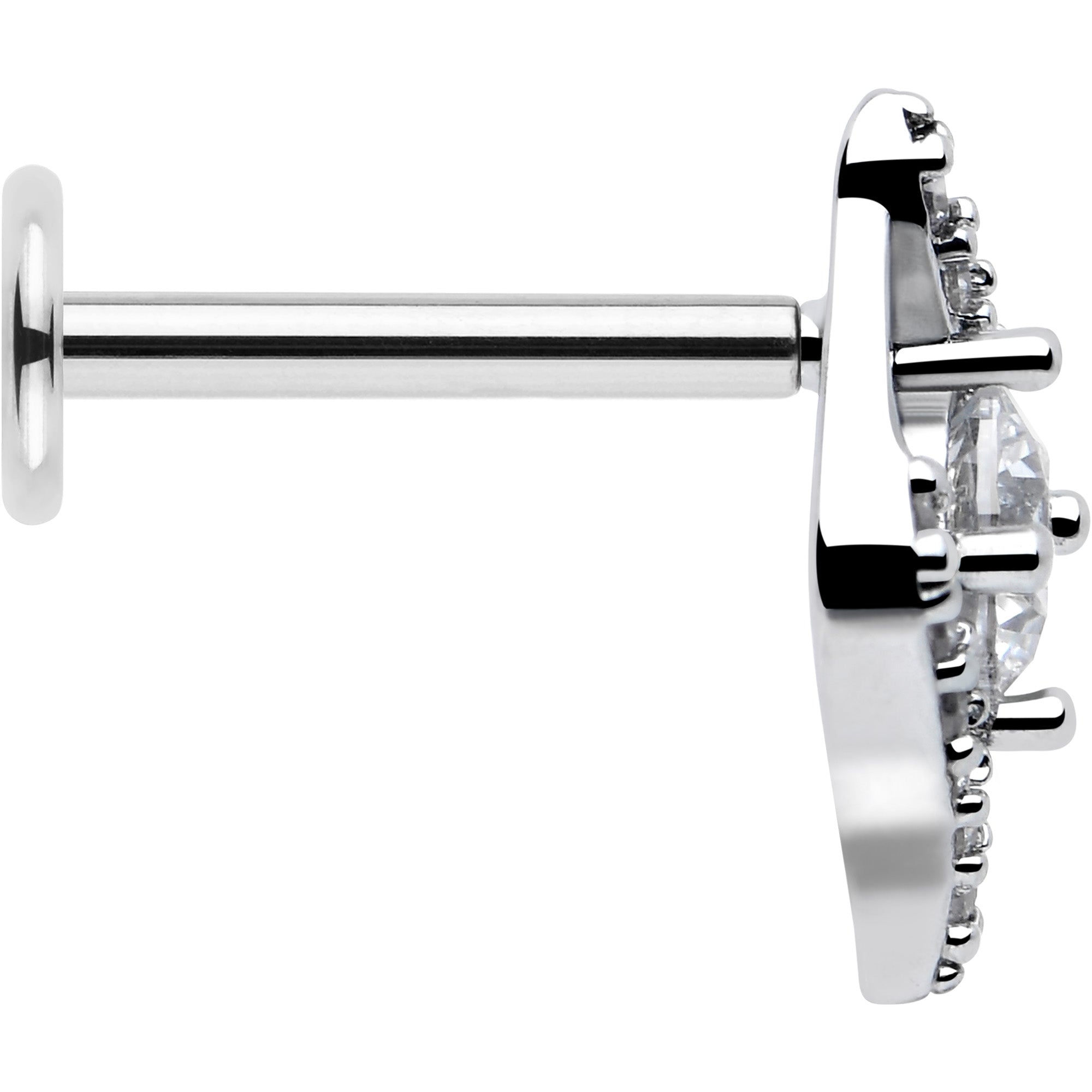 16G 5/16 Clear CZ Gem Round Swirl Threadless Labret Monroe Tragus