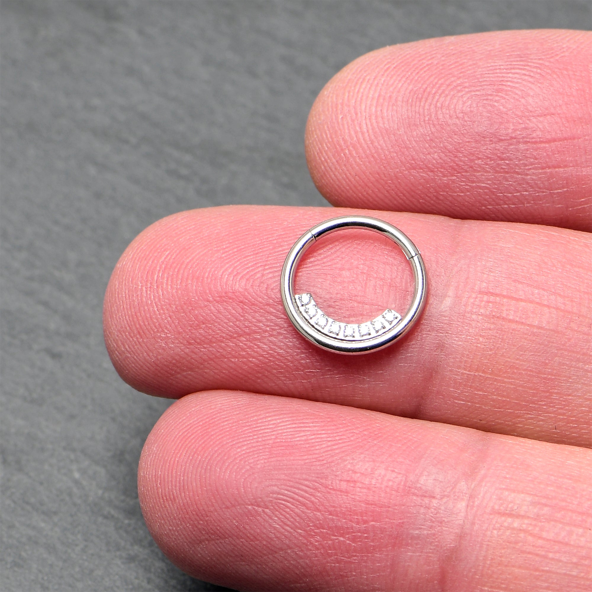 forward facing CZ inner curve hoop for cartilage piercing