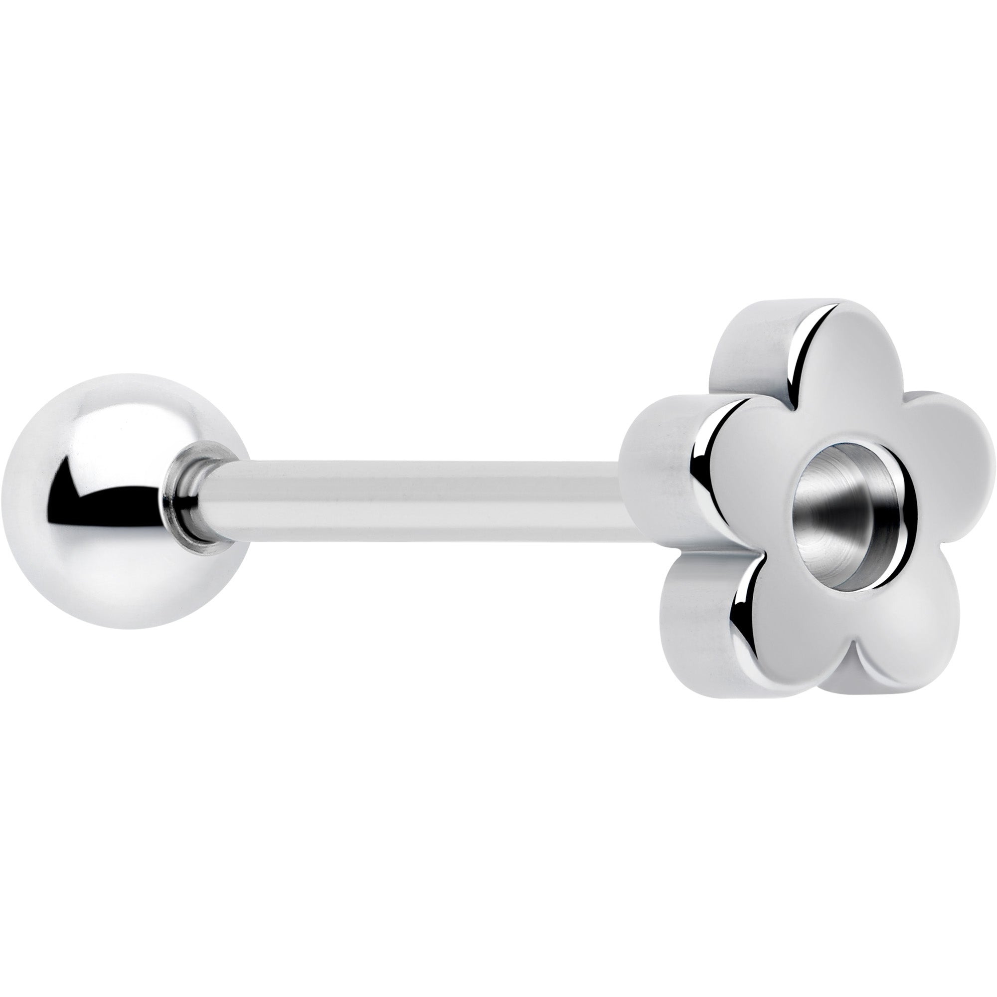 concave flower barbell tongue ring