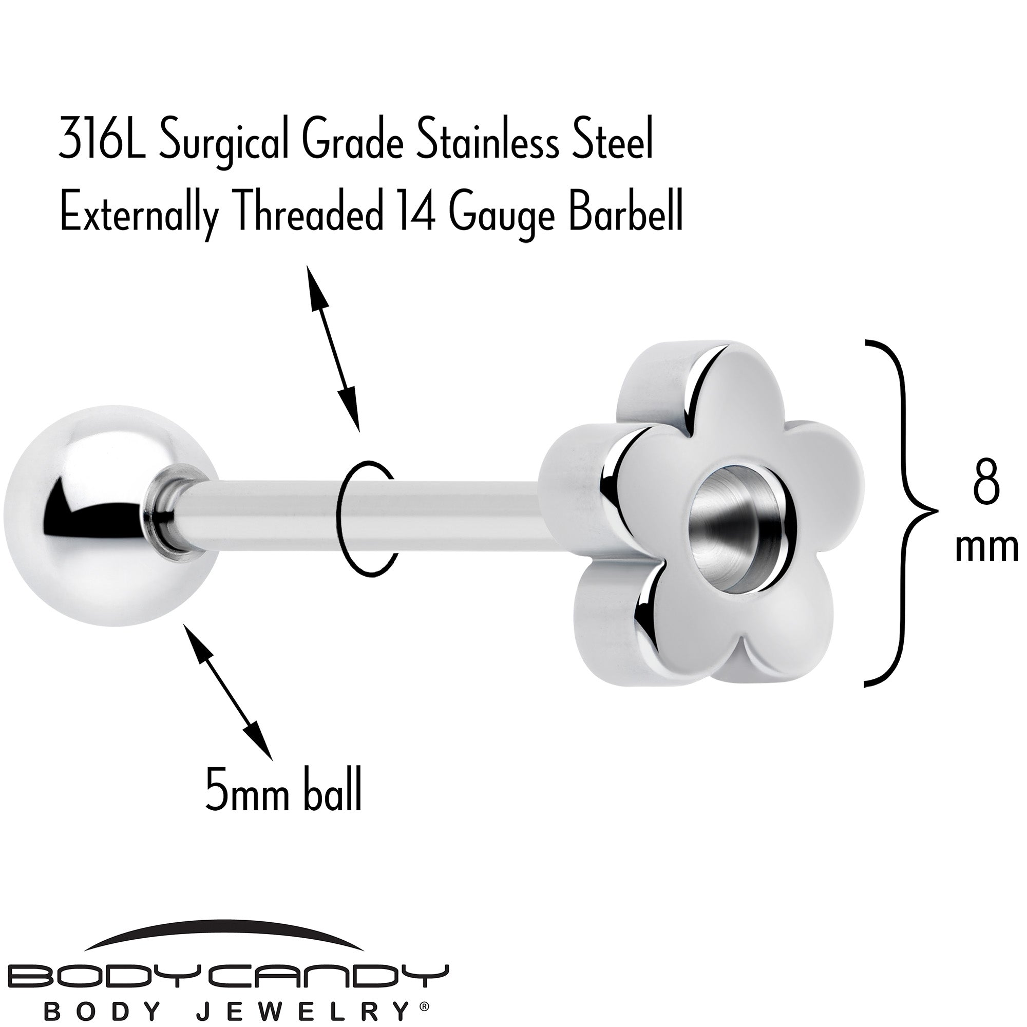 floral concave tongue barbell jewelry