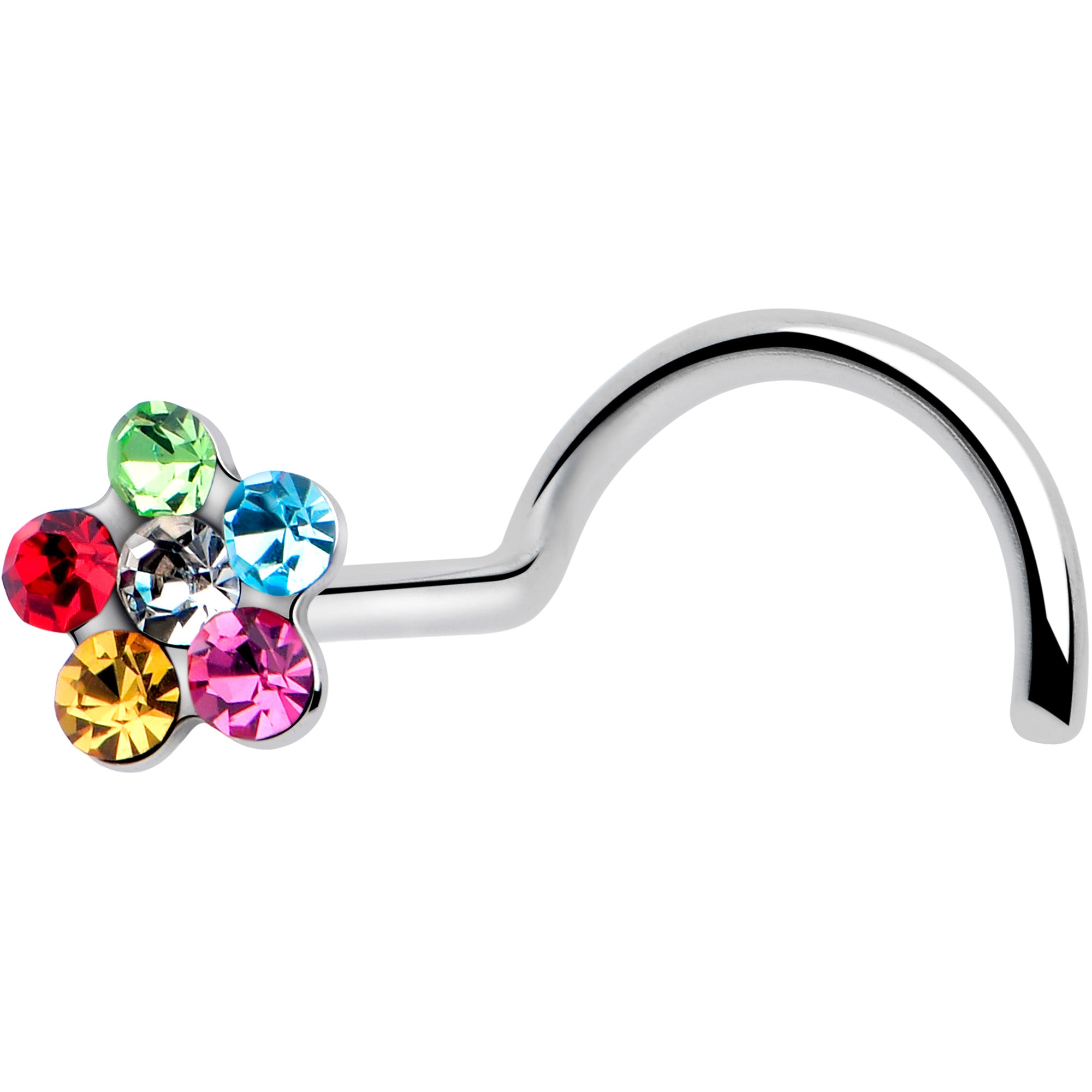 20g pink blue red gem hippie flower nose screw