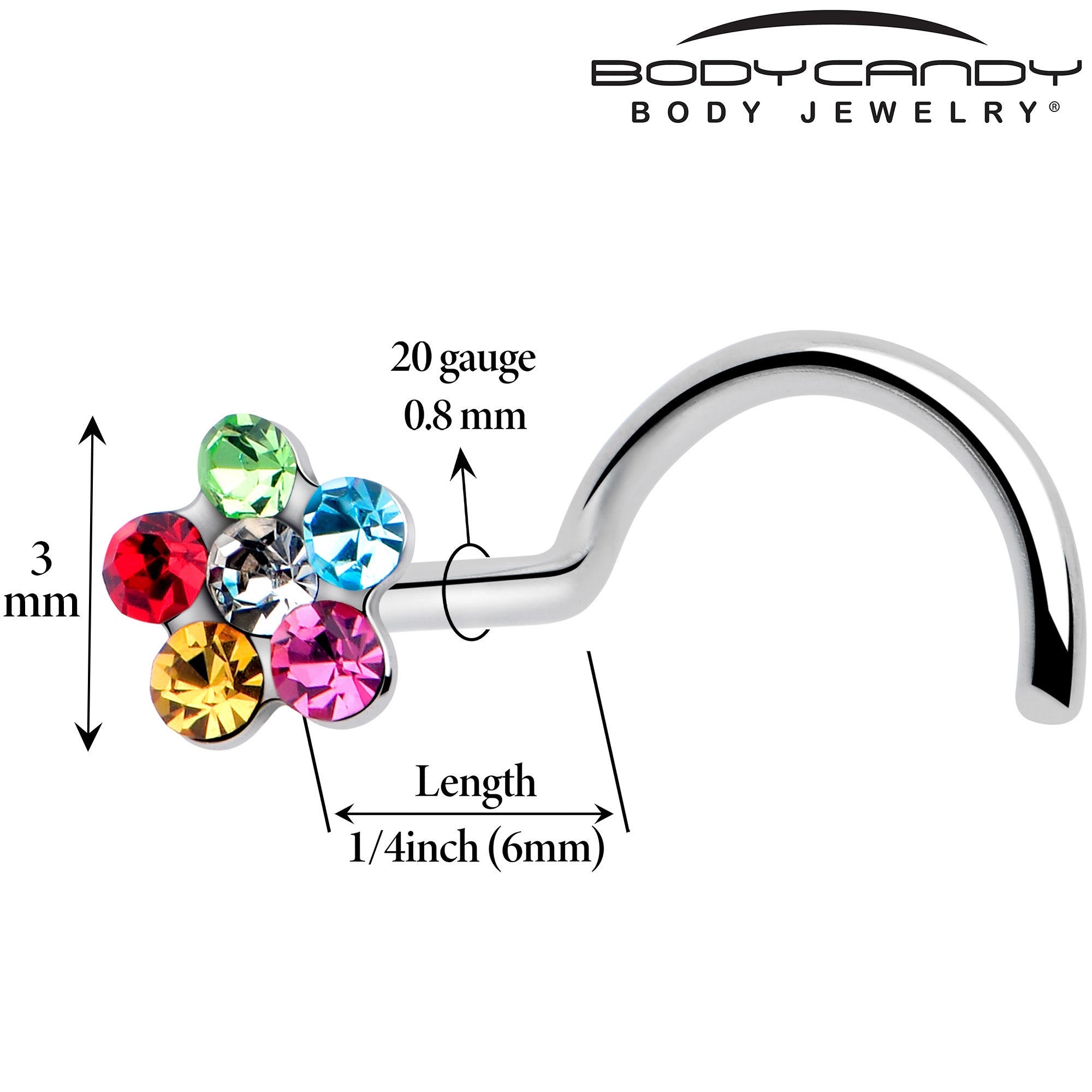 left side nose screw with multicolor flower gem