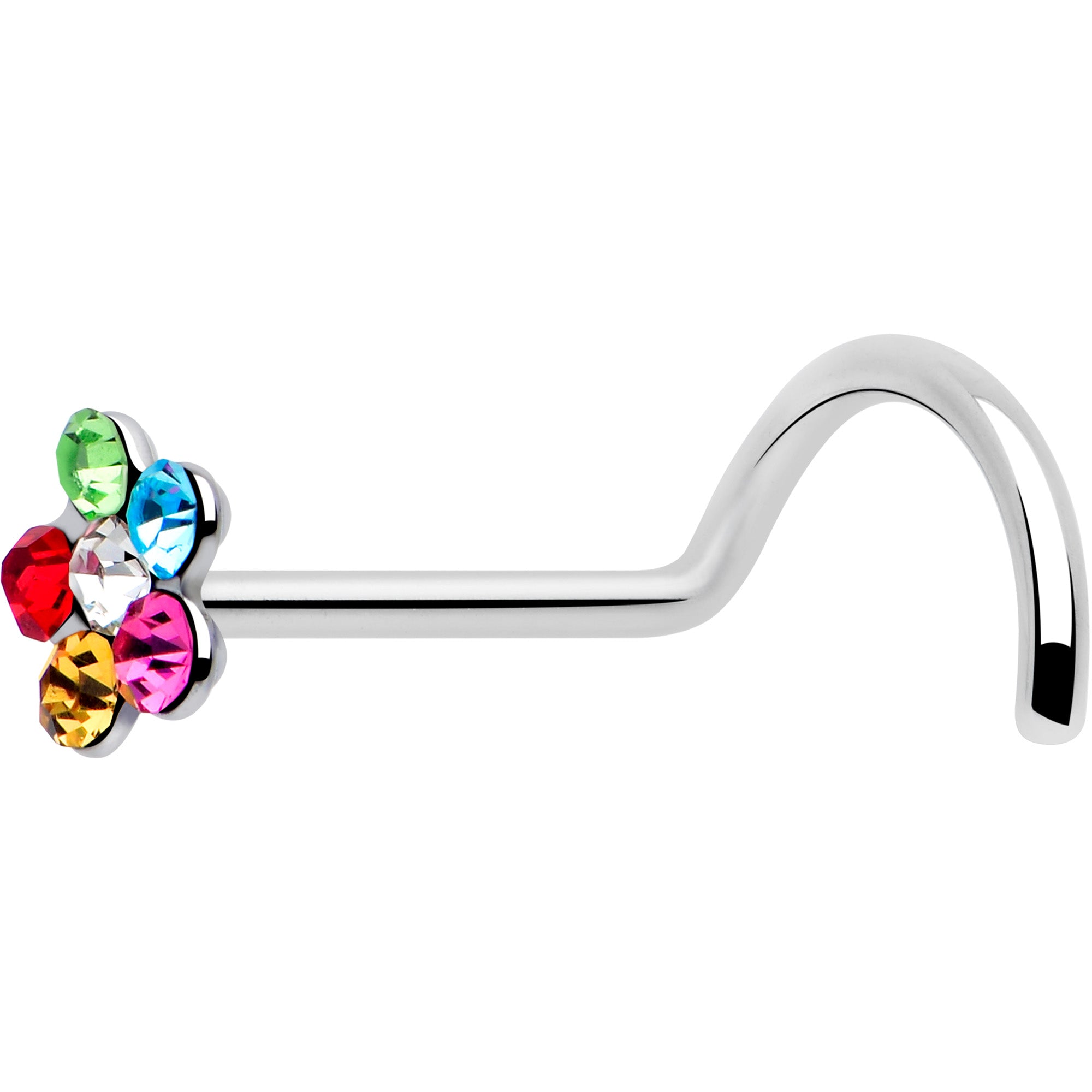 20 gauge hippie flower nose ring pink blue red