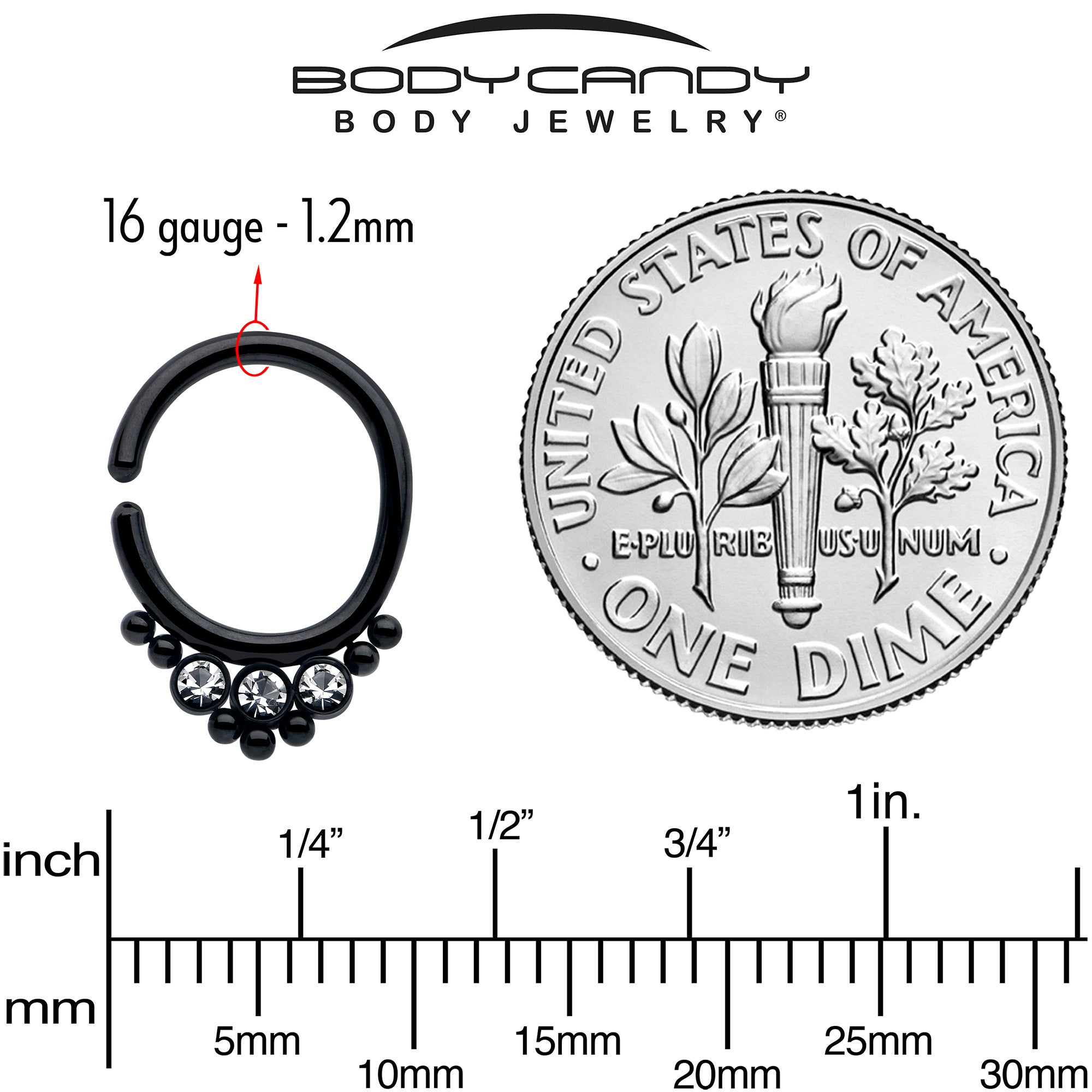 minimalist black beaded hoop ring 16g piercing jewelry